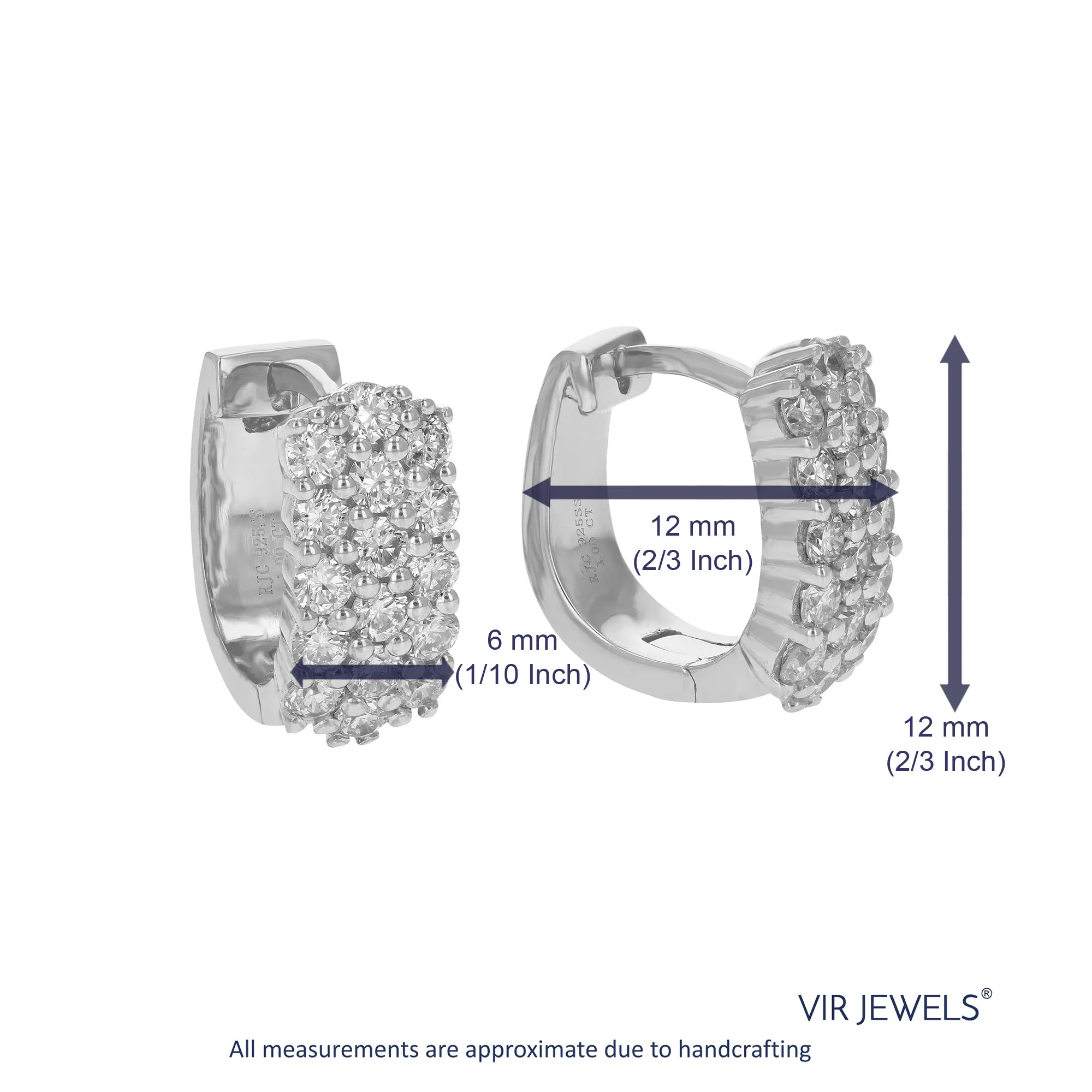 1 cttw Round Lab Grown Diamond hoop earrings .925 Sterling Silver Prong Set