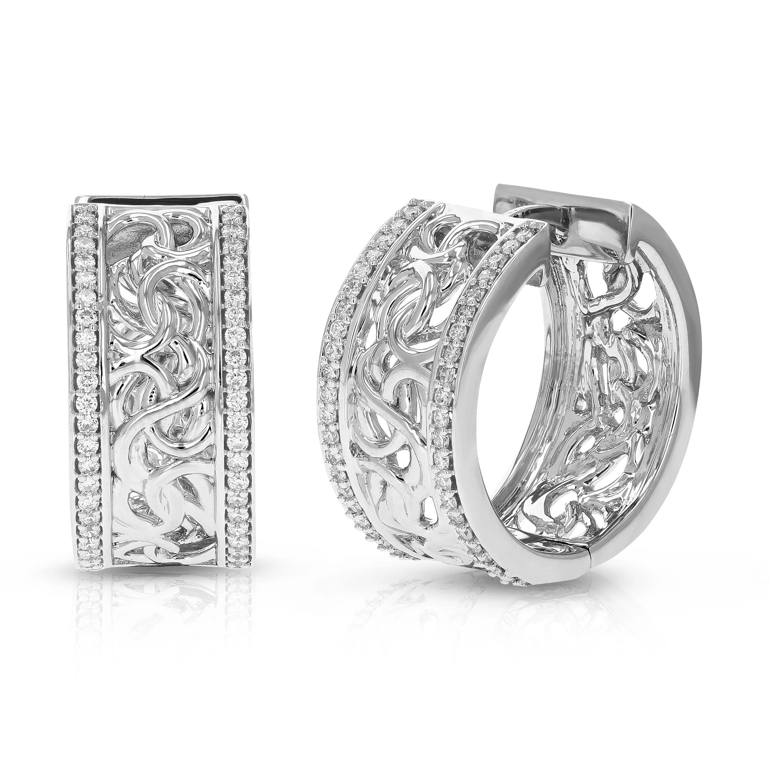 1/2 cttw Lab Grown Diamond Fashion Hoop Earrings in Sterling Silver