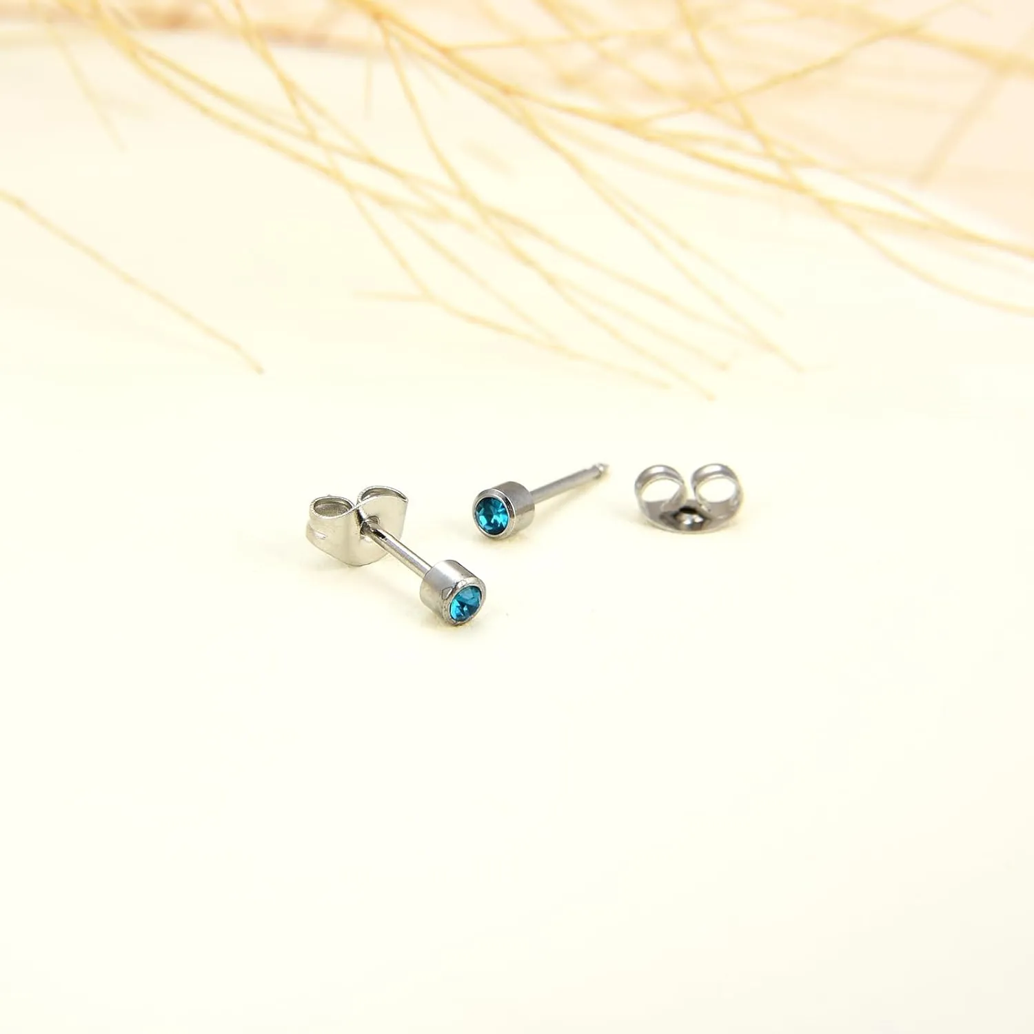 12 Pairs Ear Piercing Stud Earrings, Surgical Stainless Steel Multicolor Cubic Zirconia Birthstone Stud Earrings for Ear Piercing Guns