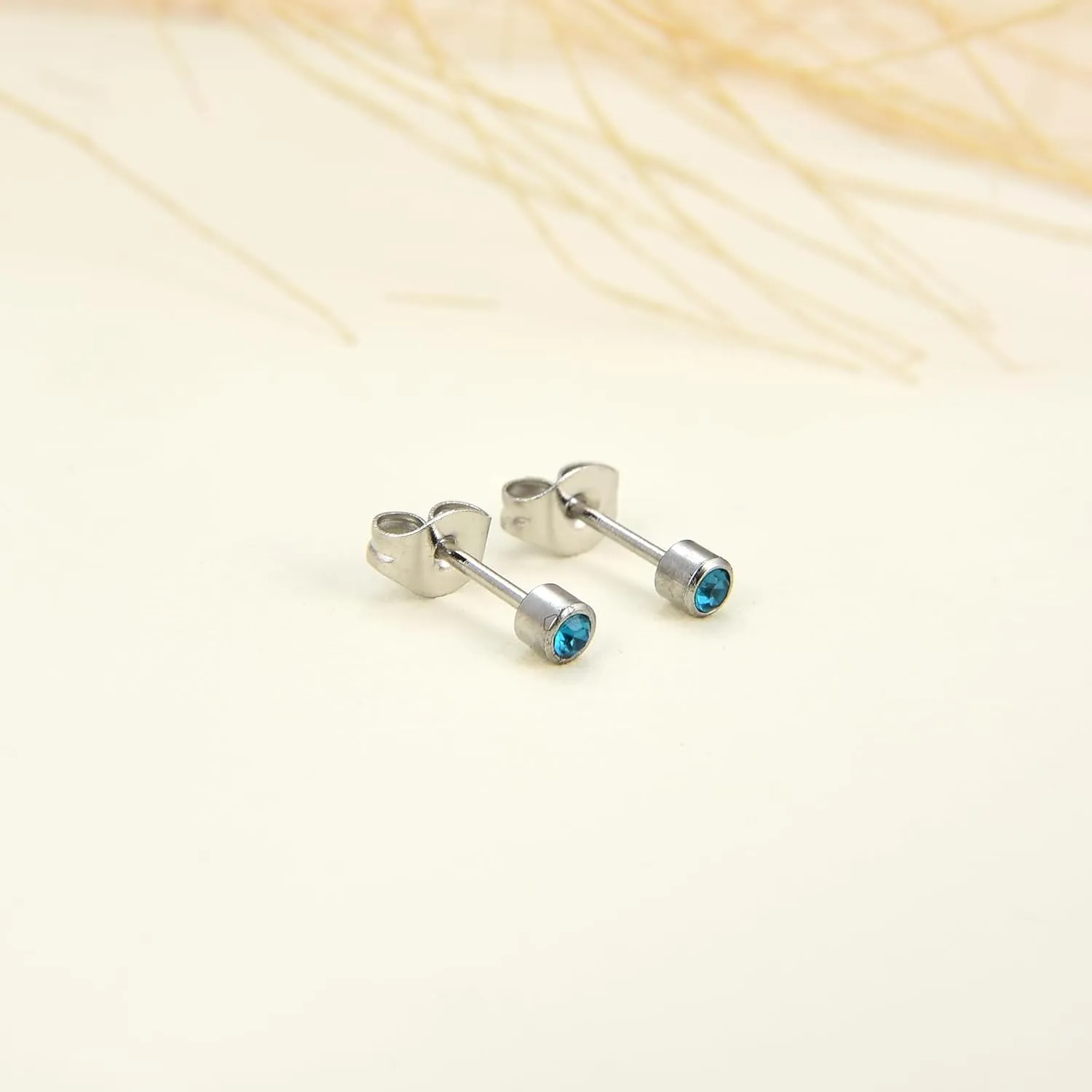 12 Pairs Ear Piercing Stud Earrings, Surgical Stainless Steel Multicolor Cubic Zirconia Birthstone Stud Earrings for Ear Piercing Guns