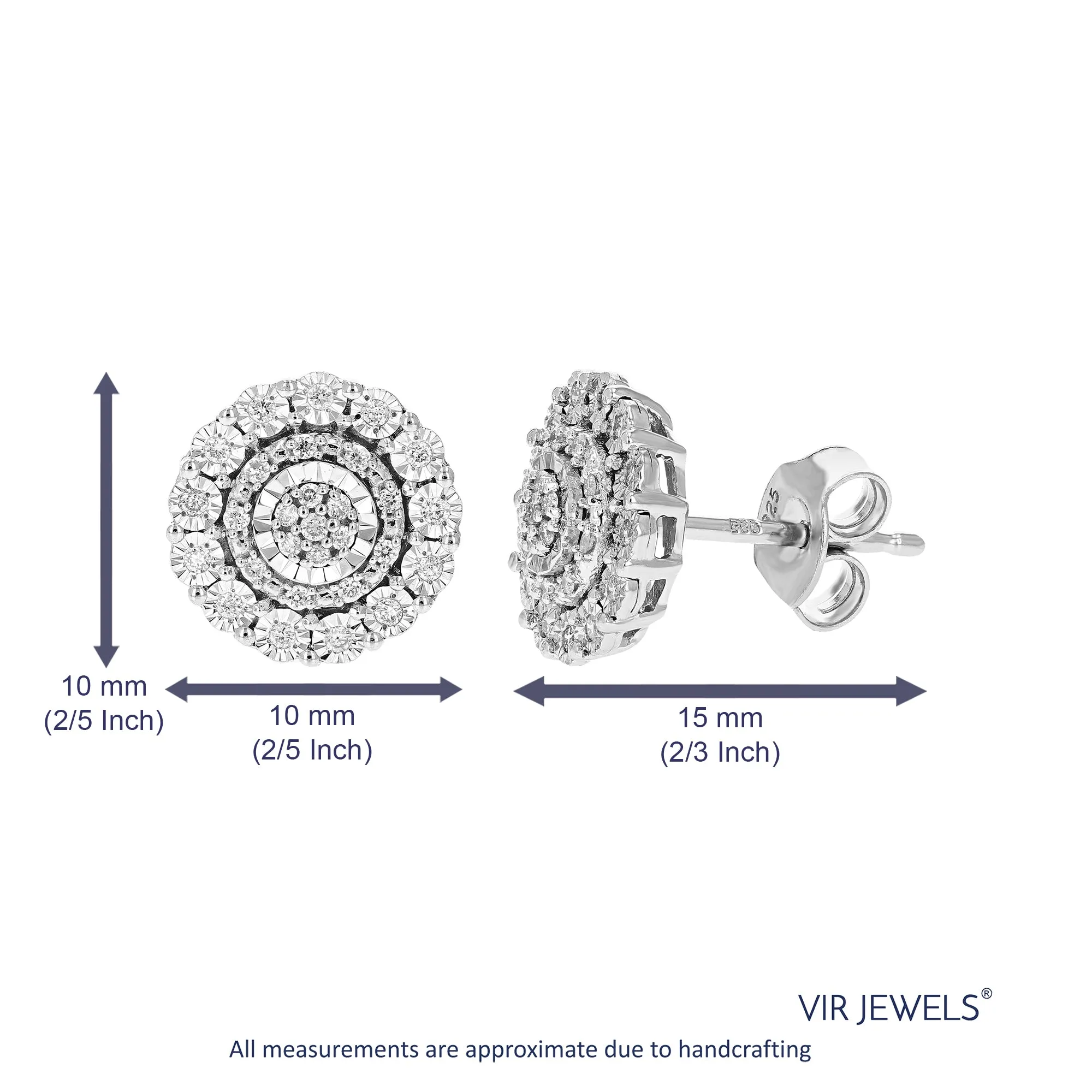 1/4 cttw Round Cut Lab Grown Diamond Prong Set Stud Earrings in .925 Sterling Silver