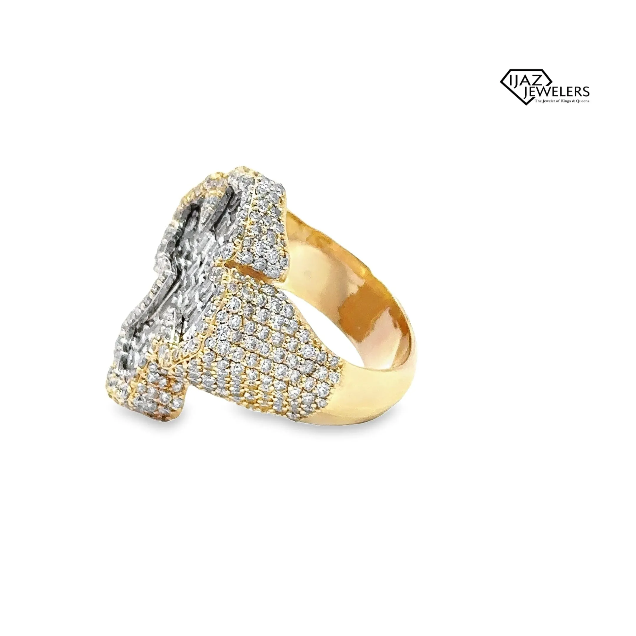 14K Gold 6.20 CTW Diamond Cross Ring