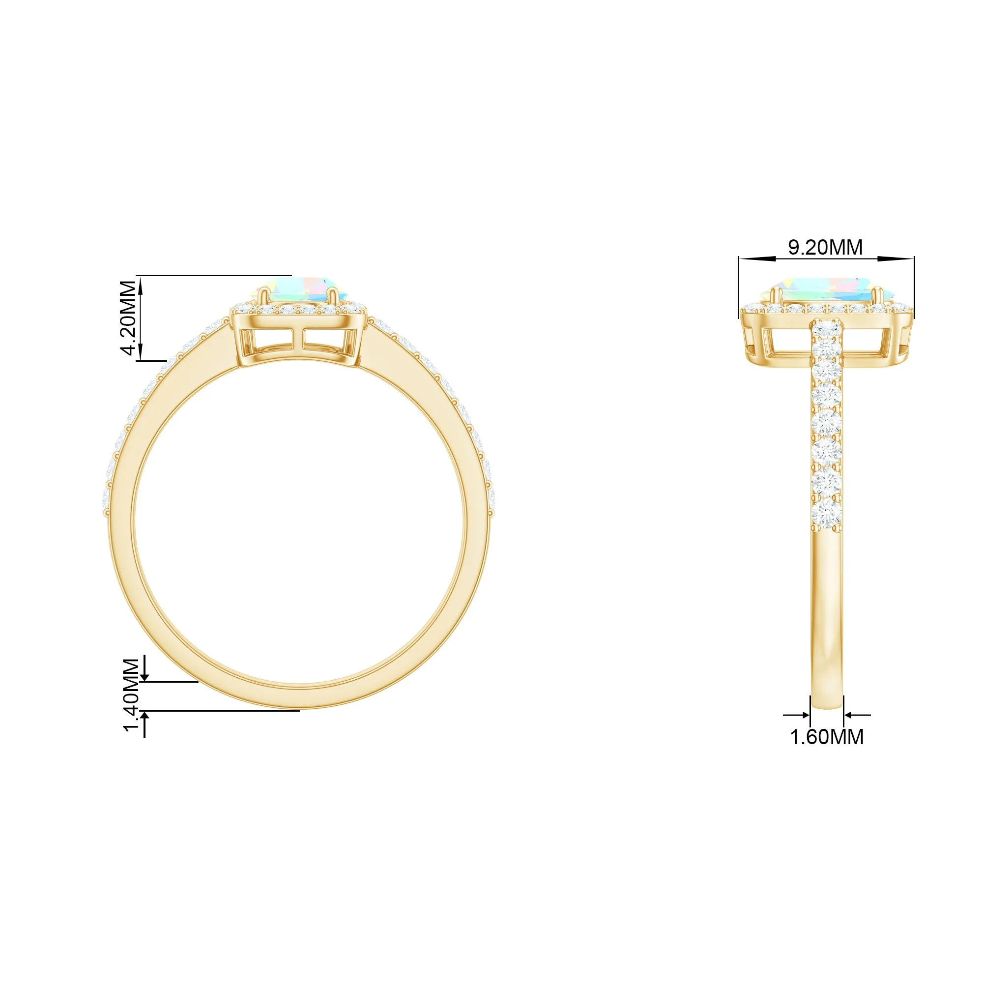 1.50 CT Oval Cut Ethiopian Opal Ring with Diamond Halo