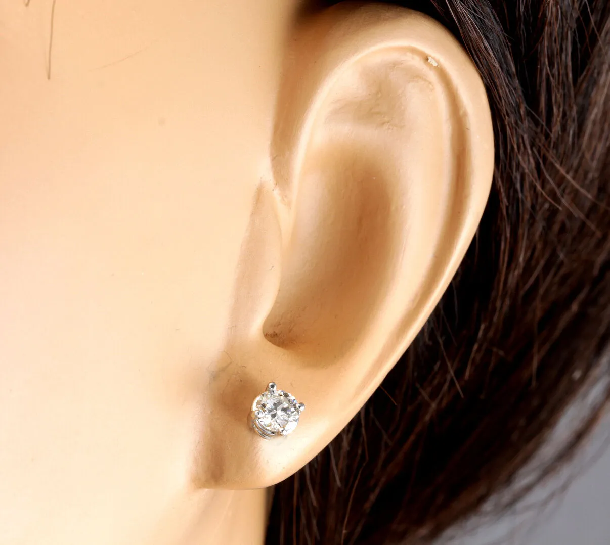 1.60ct Natural Diamond 14k Solid White Gold Stud Earrings