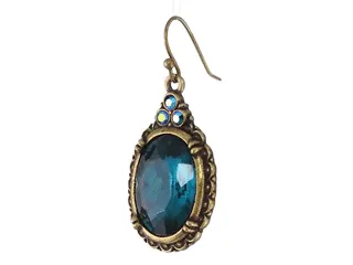 1928 Jewelry Antique Inspired Oval Crystal Drop Wire Earrings