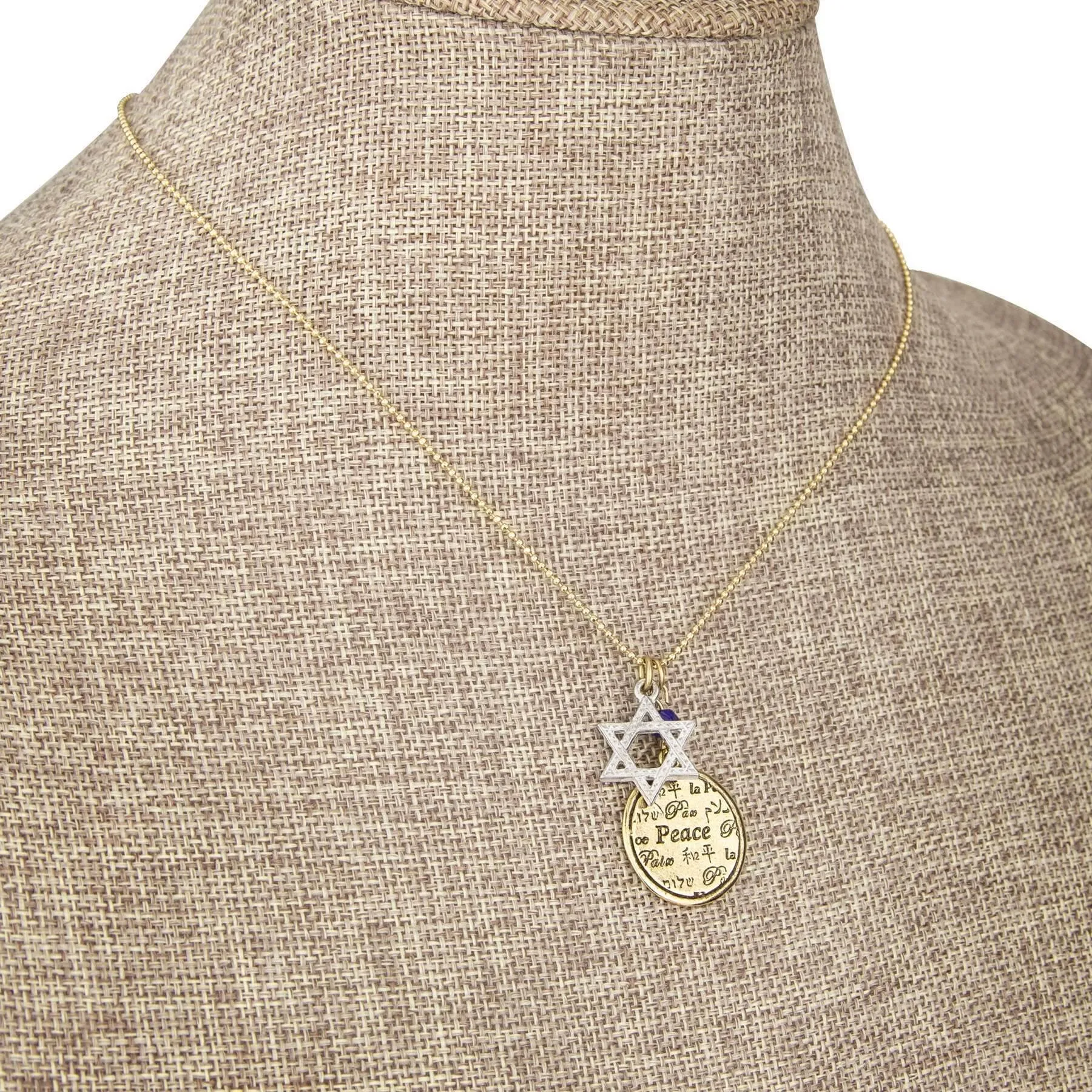 1928 Jewelry Star Of David Multilingual Peace Pendant Necklace 16"