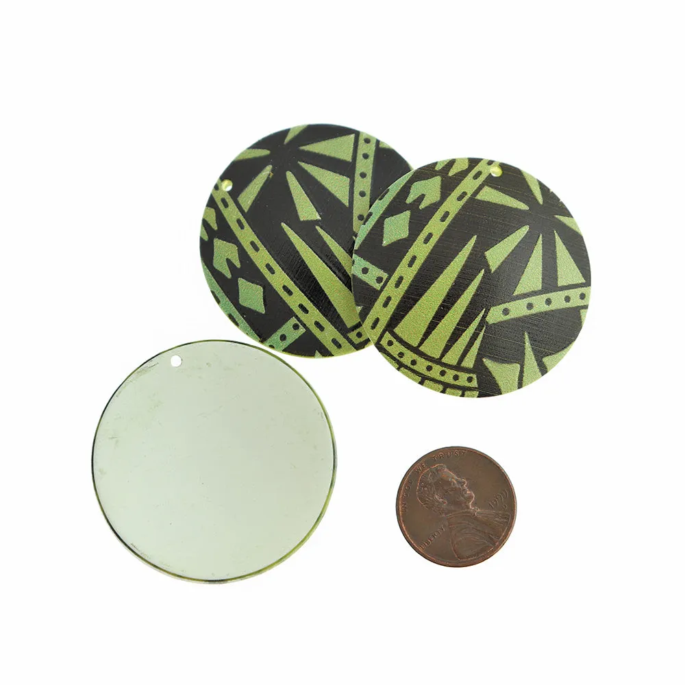 2 Geometric Round Acrylic Charms - K589