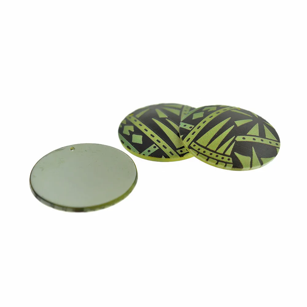 2 Geometric Round Acrylic Charms - K589