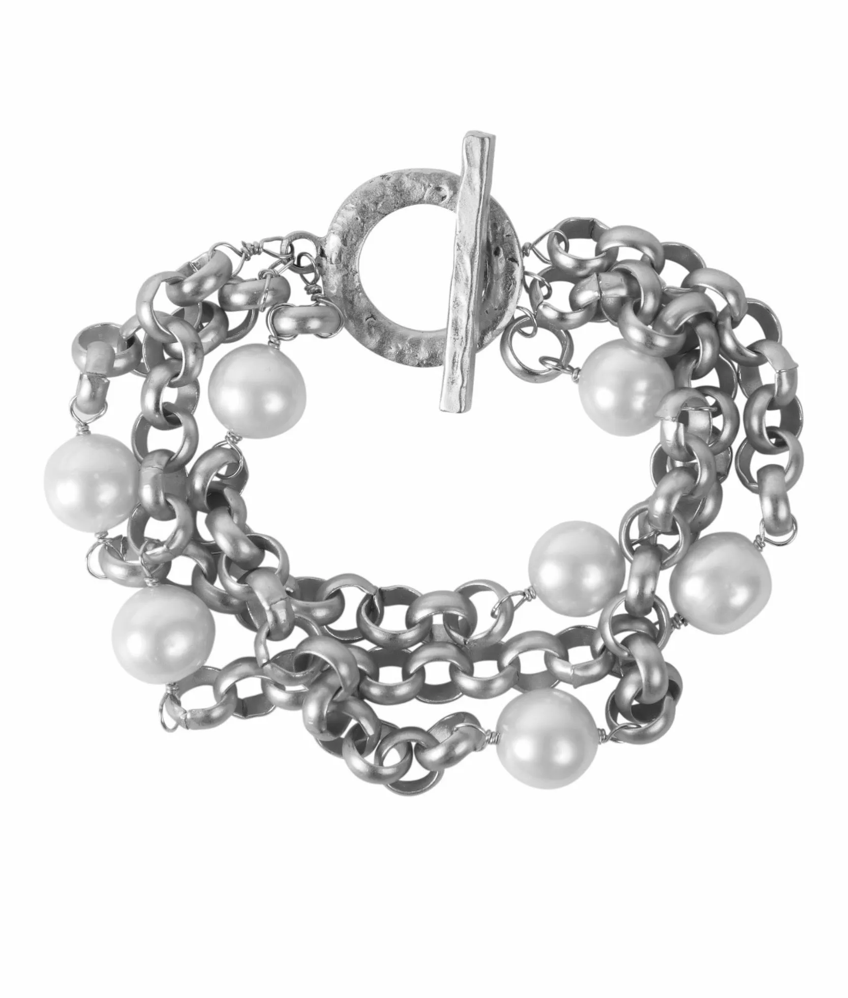 225-01-S | COCO TRIPLE STRAND BRACELET (WHITE/SILVER)