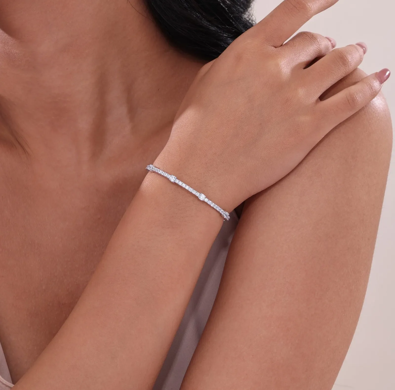 3.25 CTW Station Flexible Tennis Bracelet