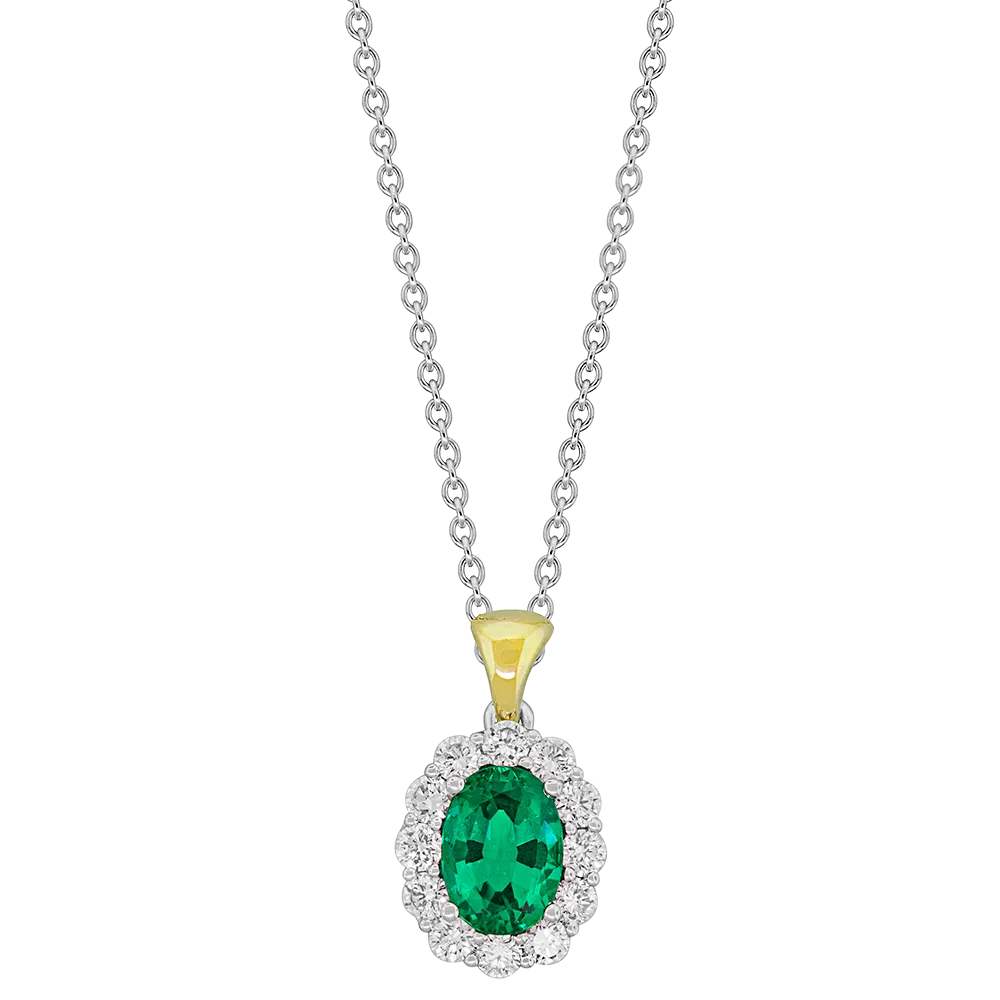 .36 CT DIAMOND .80 CT EMERALD PENDANT