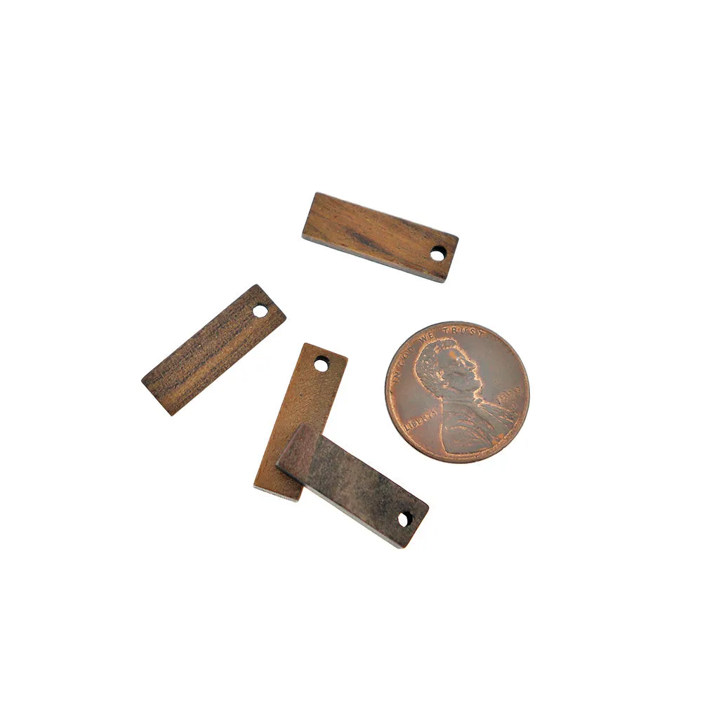 4 Rectangle Natural Wood Charms 20mm - WP069