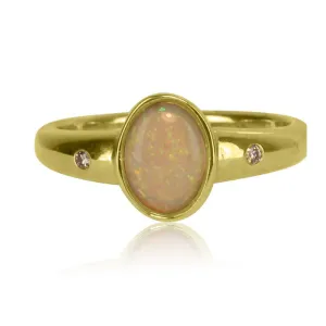9kt Yellow Gold Opal and diamond ring
