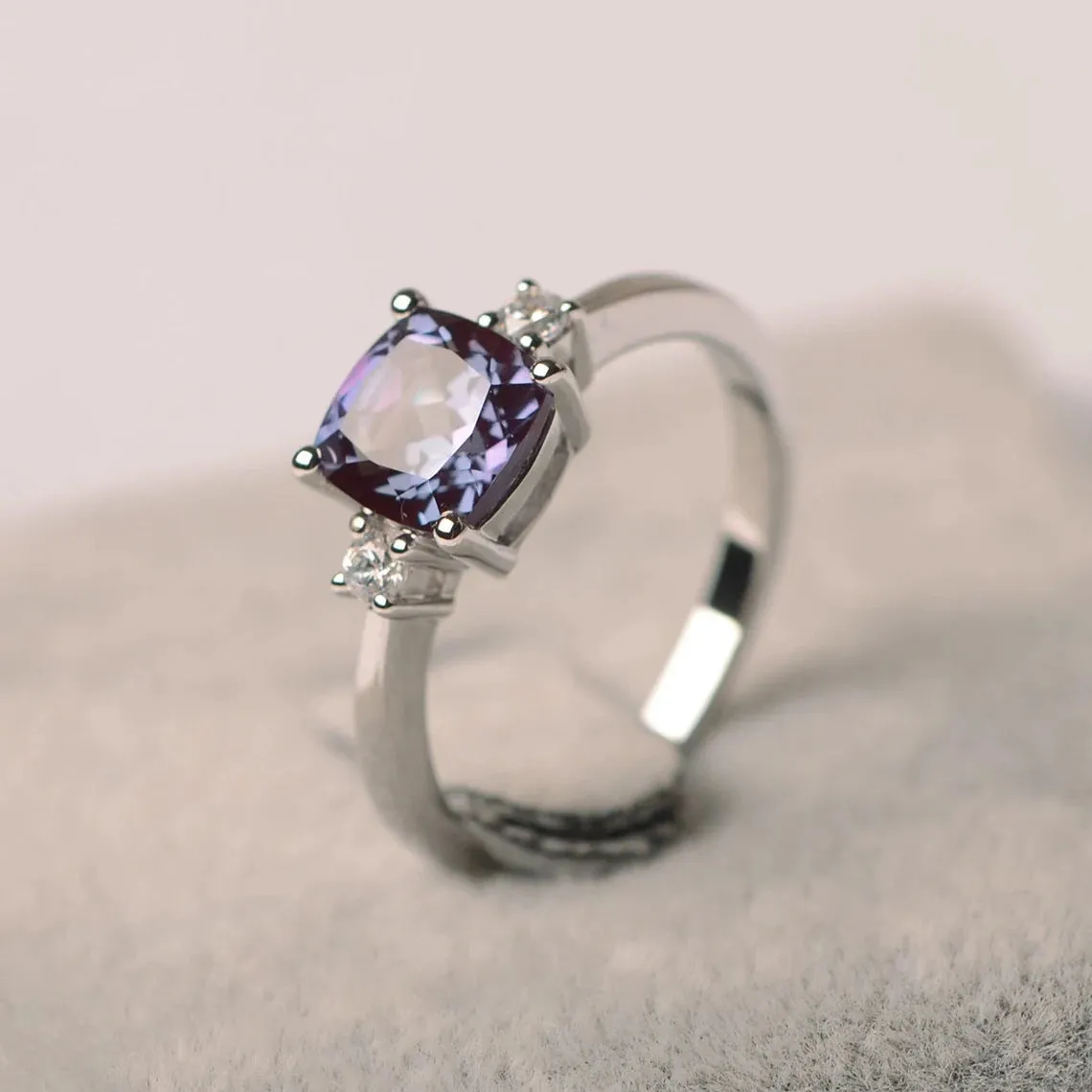 Alexandrite Solitaire Ring  - 925 Sterling Silver Ring