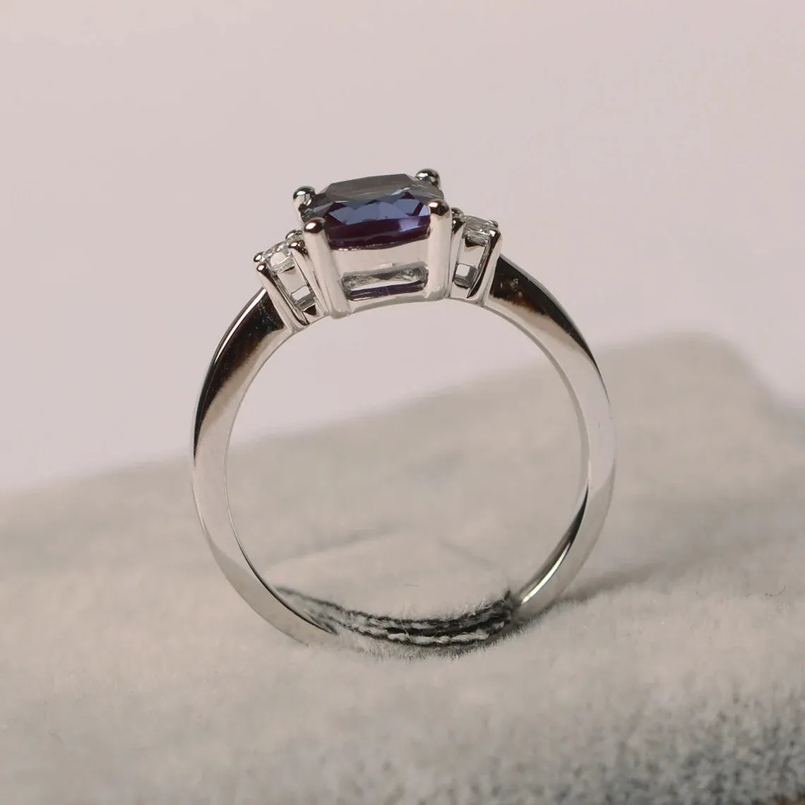Alexandrite Solitaire Ring  - 925 Sterling Silver Ring