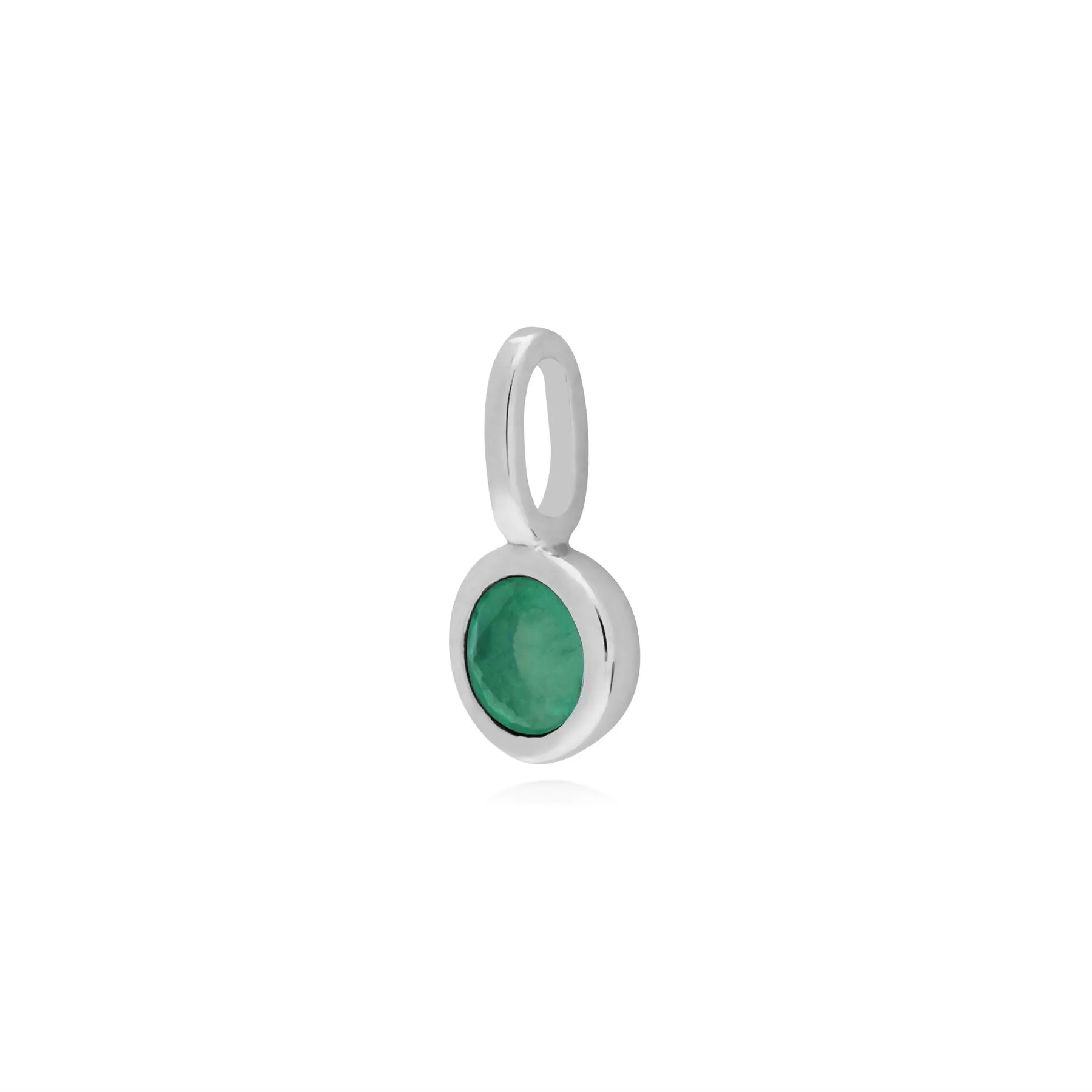 Anhängsel mit Klassisch Rundem Klar Smaragd in 925 Sterling Silber