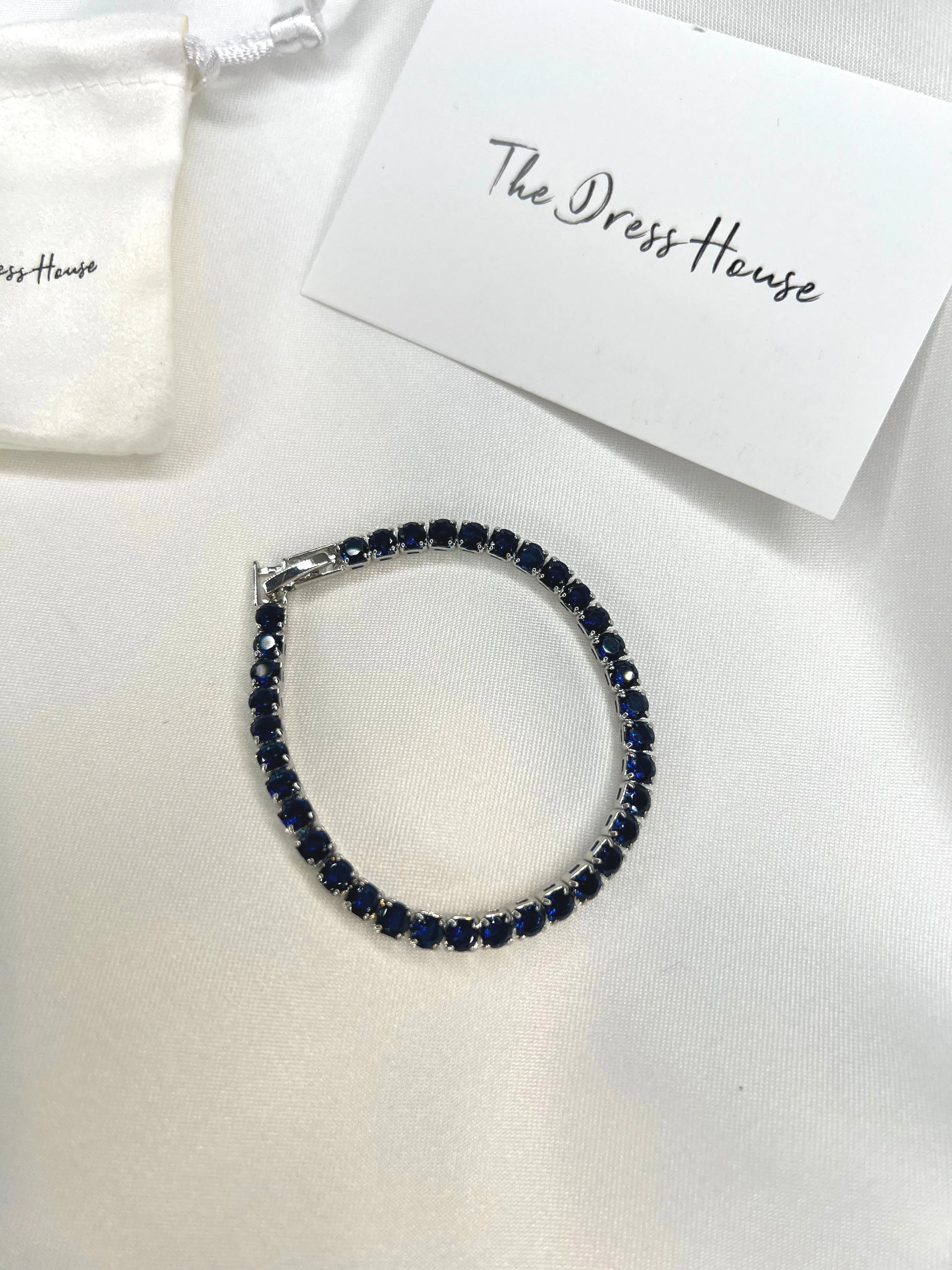 Anna - Blue Silver Tennis Bracelet