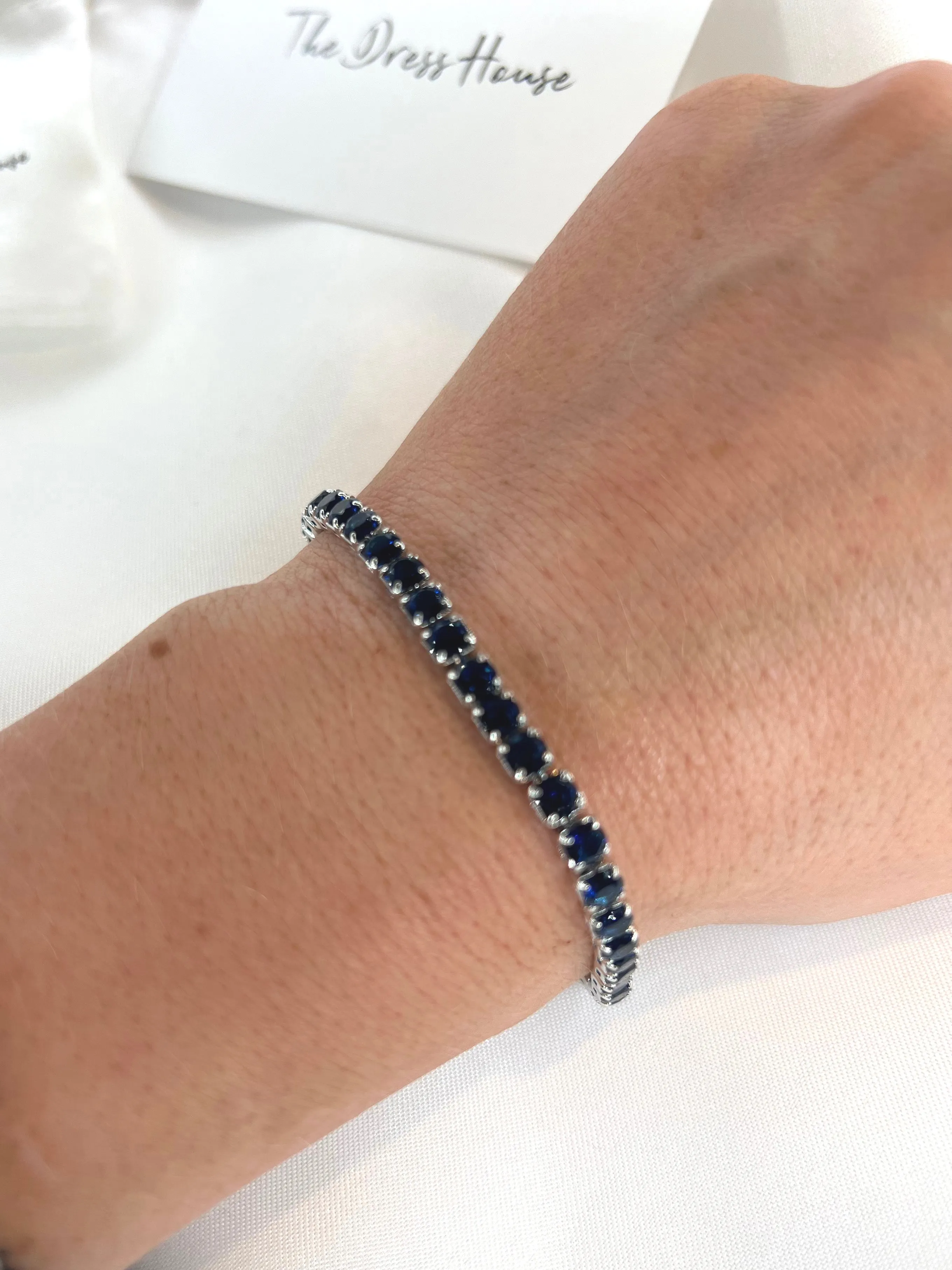 Anna - Blue Silver Tennis Bracelet