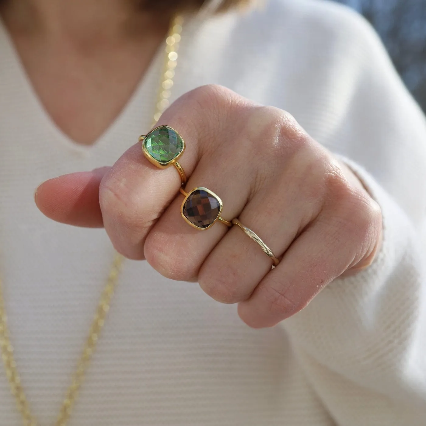 Asha Square Adjustable Ring in Merlot