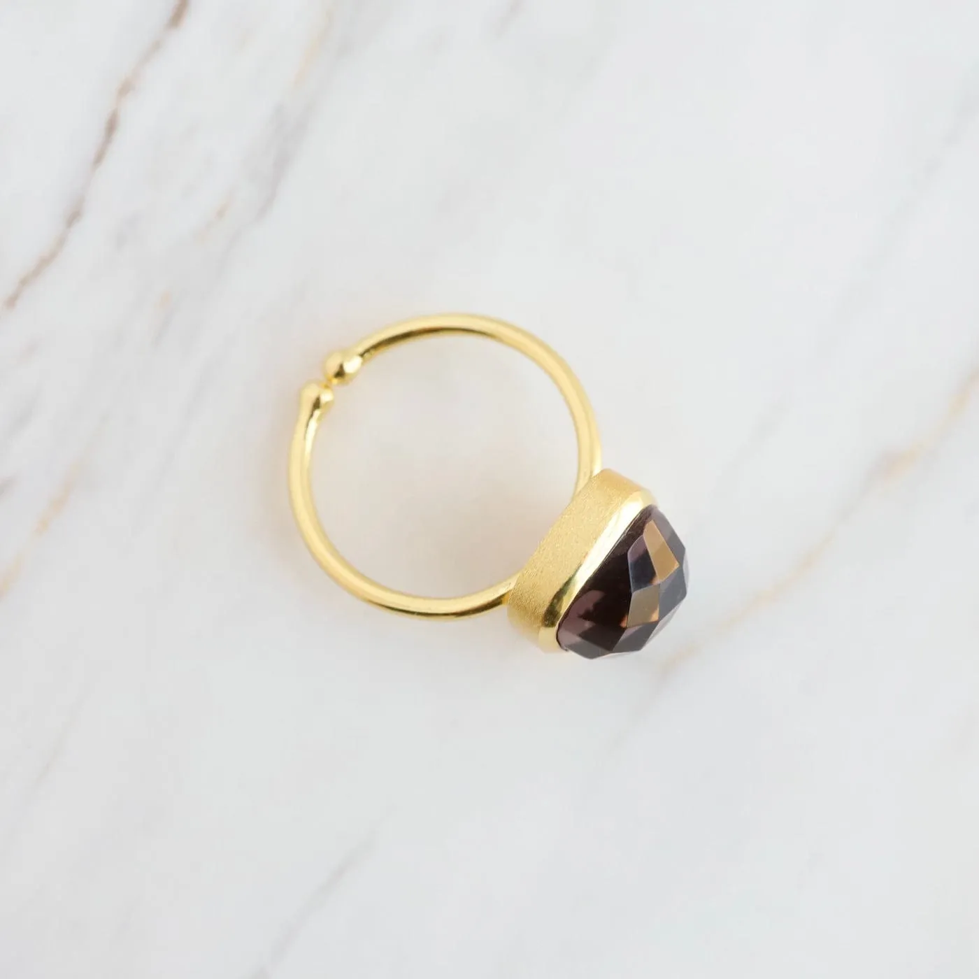 Asha Square Adjustable Ring in Merlot