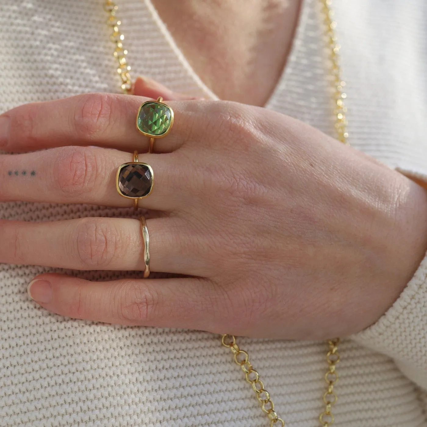 Asha Square Adjustable Ring in Merlot