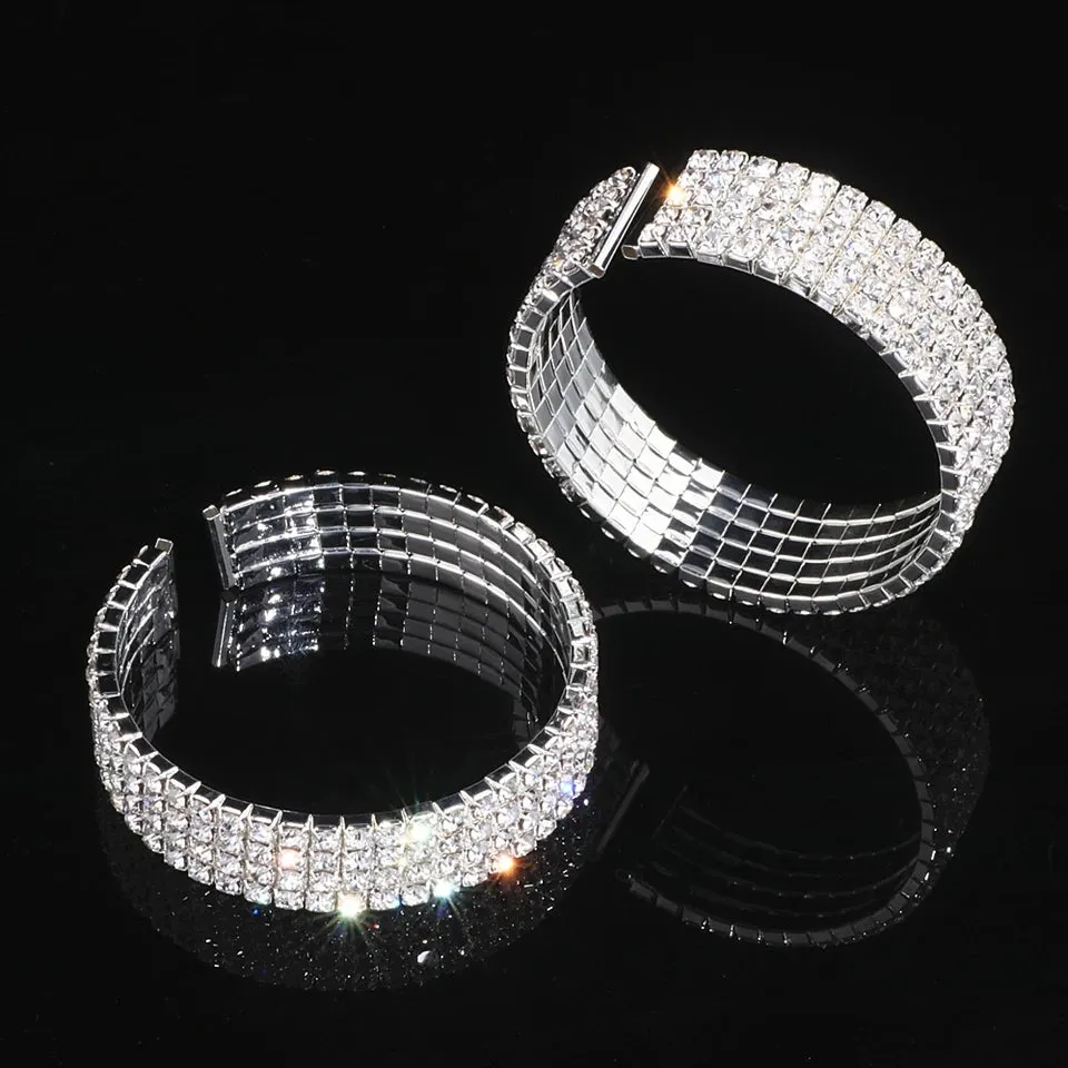 Austrian Crystal Wedding Necklace Choker tasseled Earring and bracelet set