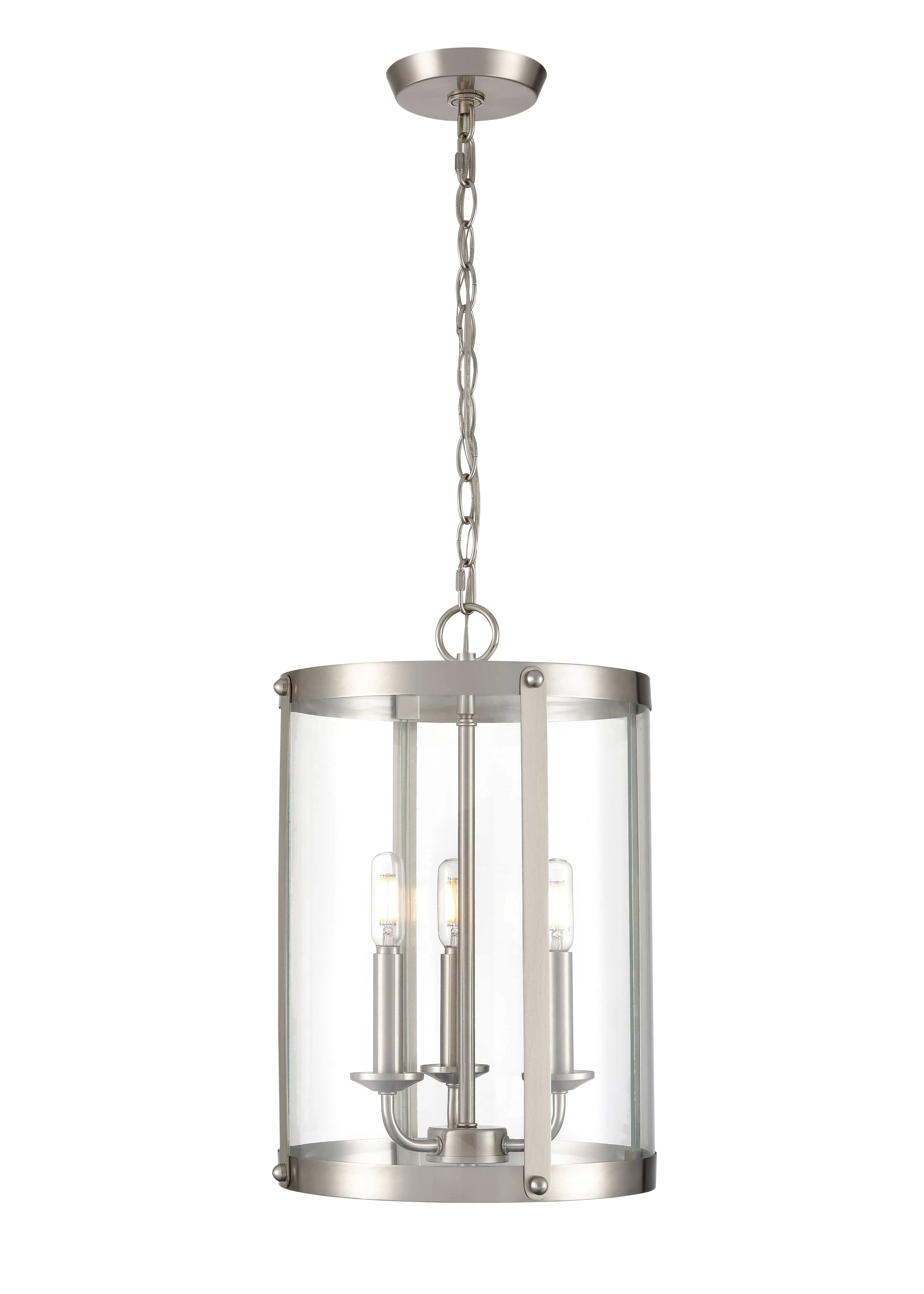 Aydenn Pendant - Brushed Nickel - Clear Glass - 11.75in. Diameter - E12 Candelabra Base