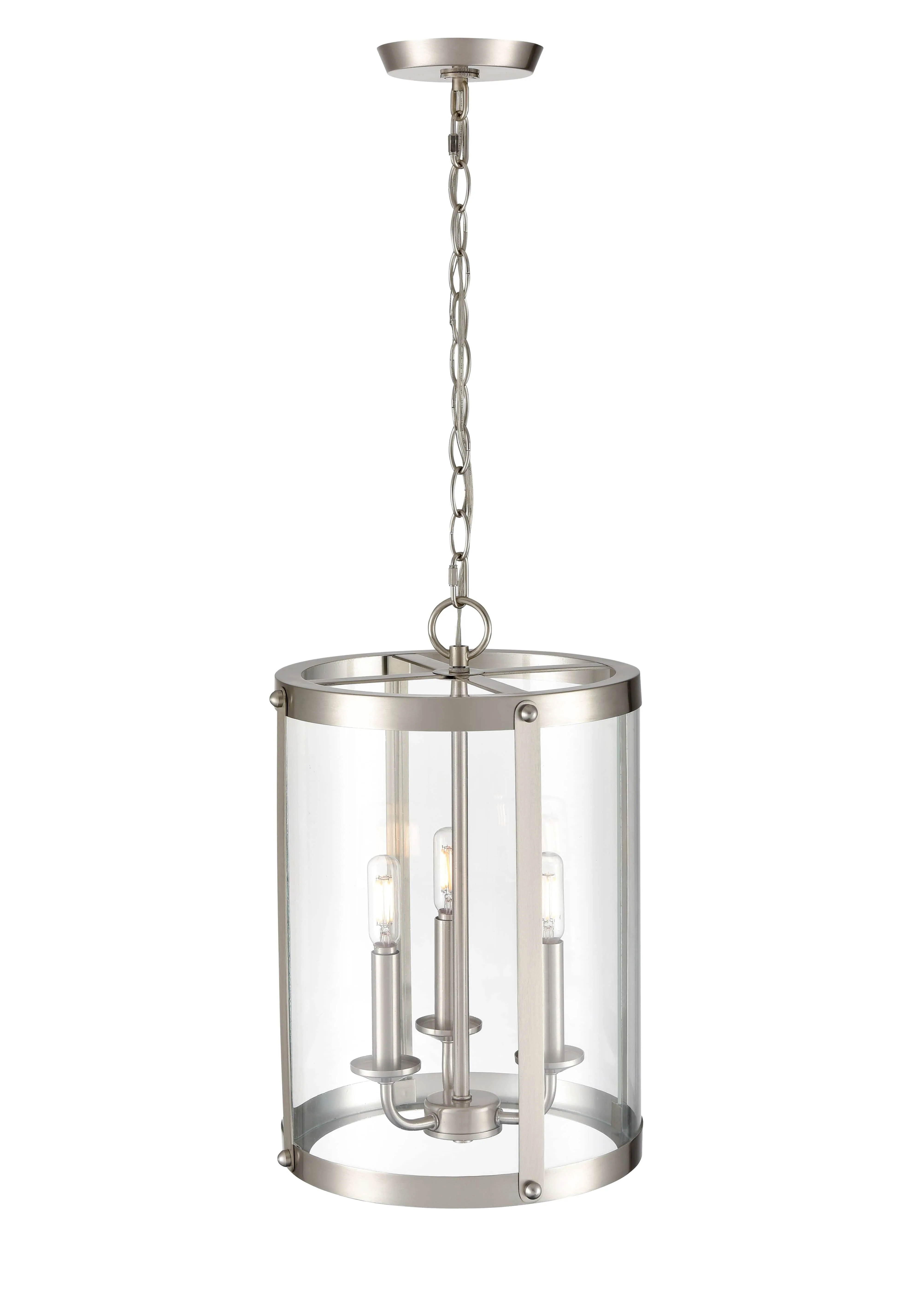Aydenn Pendant - Brushed Nickel - Clear Glass - 11.75in. Diameter - E12 Candelabra Base