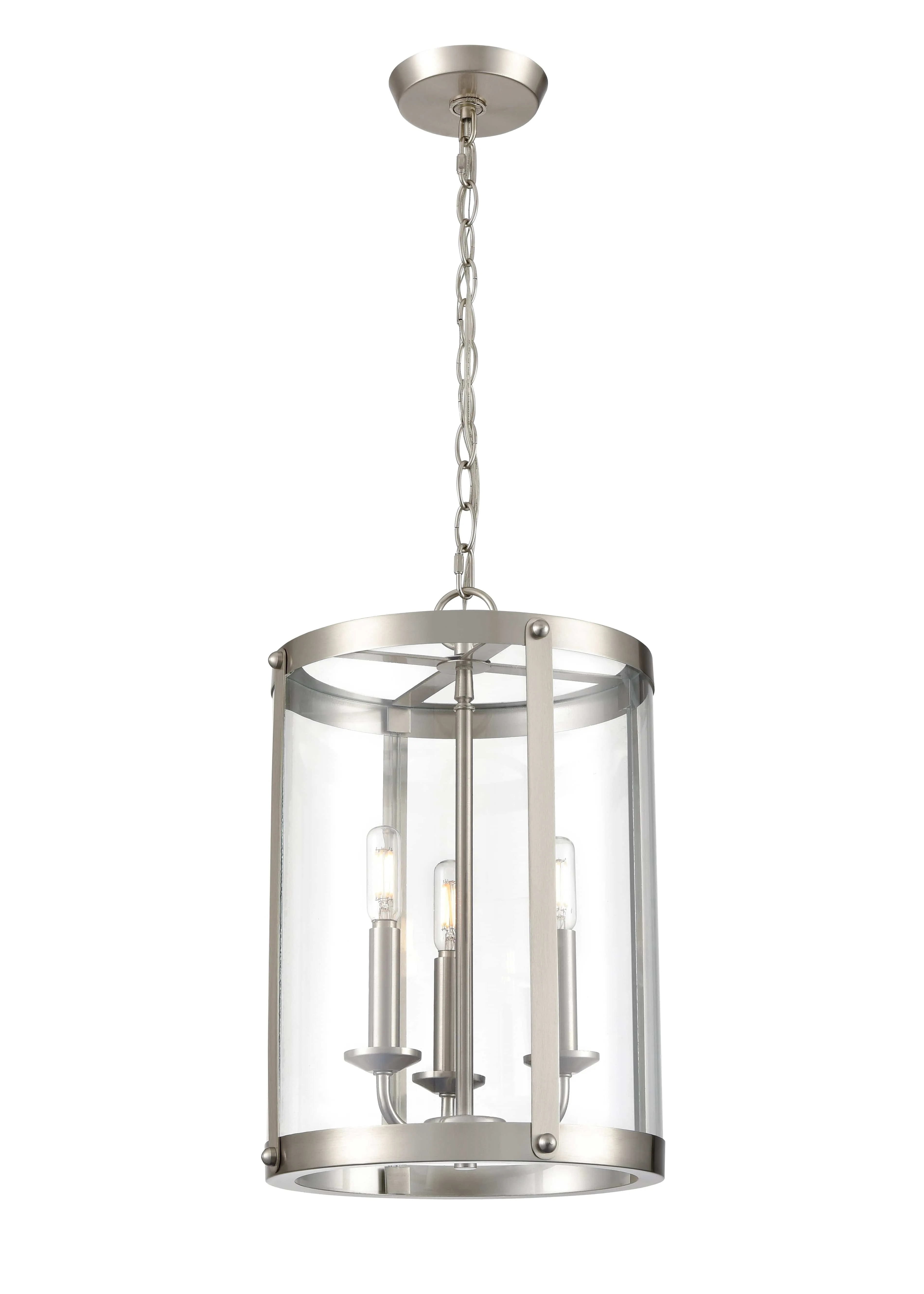 Aydenn Pendant - Brushed Nickel - Clear Glass - 11.75in. Diameter - E12 Candelabra Base