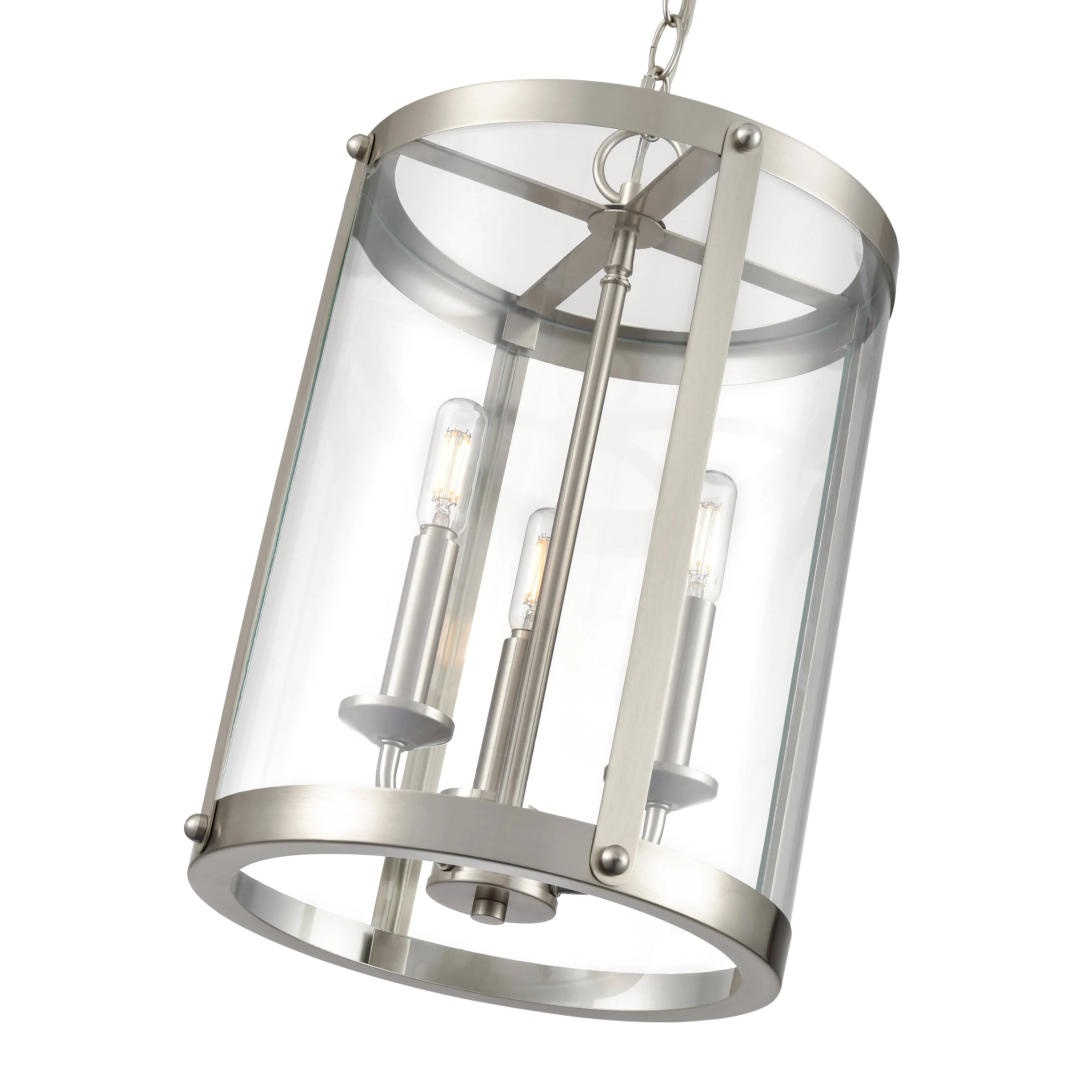 Aydenn Pendant - Brushed Nickel - Clear Glass - 11.75in. Diameter - E12 Candelabra Base