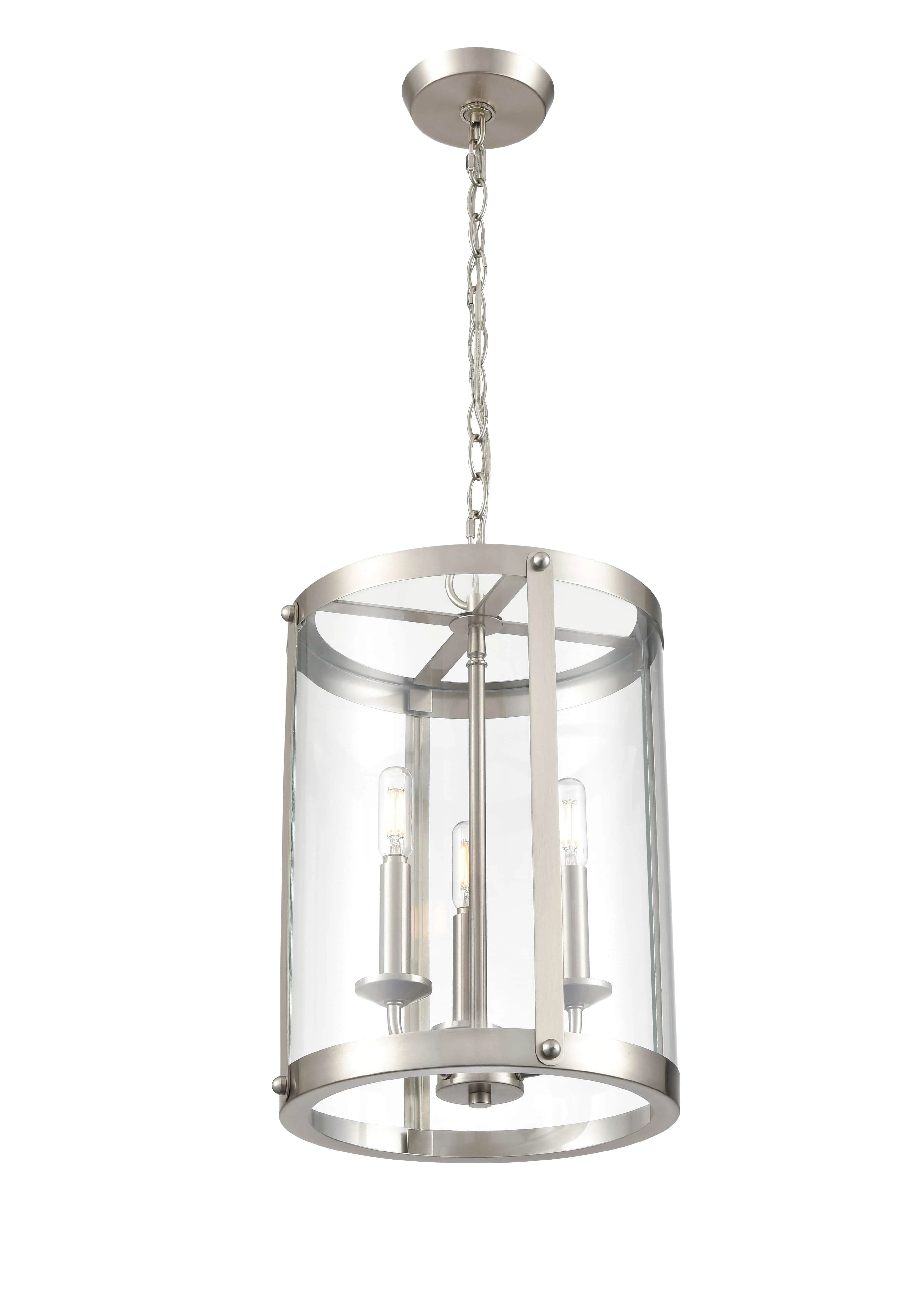 Aydenn Pendant - Brushed Nickel - Clear Glass - 11.75in. Diameter - E12 Candelabra Base