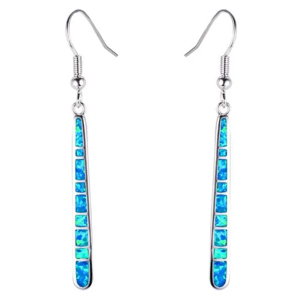 Blue Fire Opal Dangle Earrings