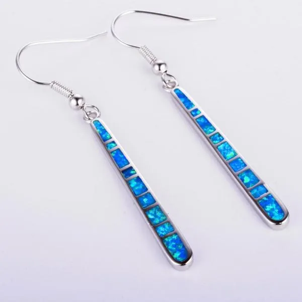 Blue Fire Opal Dangle Earrings
