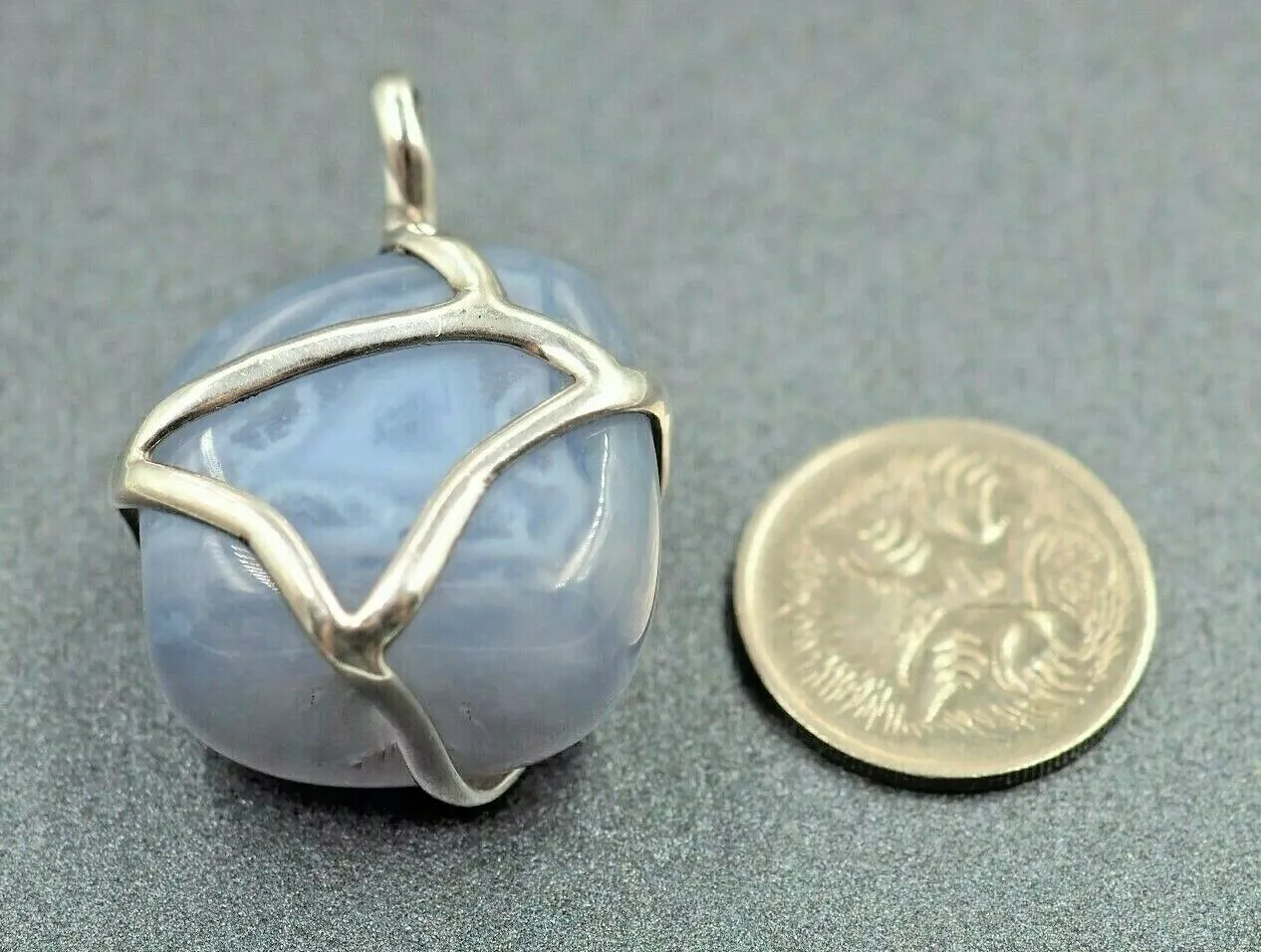Blue Lace Agate 925 Sterling Silver Pendant