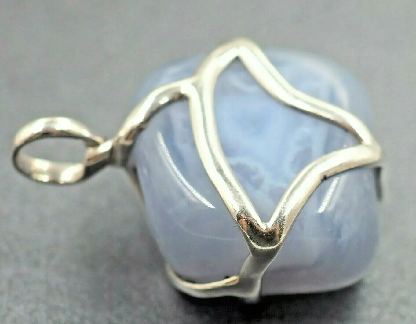 Blue Lace Agate 925 Sterling Silver Pendant