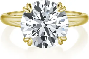 Bo.Dream Round Cut 5 Carat Cubic Zirconia Solitaire Engagement Rings for Women 14K Gold Plated Sterling Silver