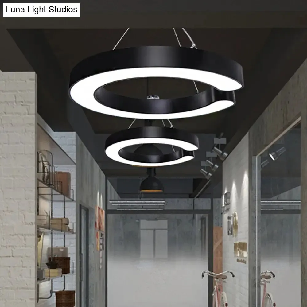 C-Shaped Hanging LED Pendant Lamp in Multiple Sizes & Finishes – Ideal for Minimalist Décor