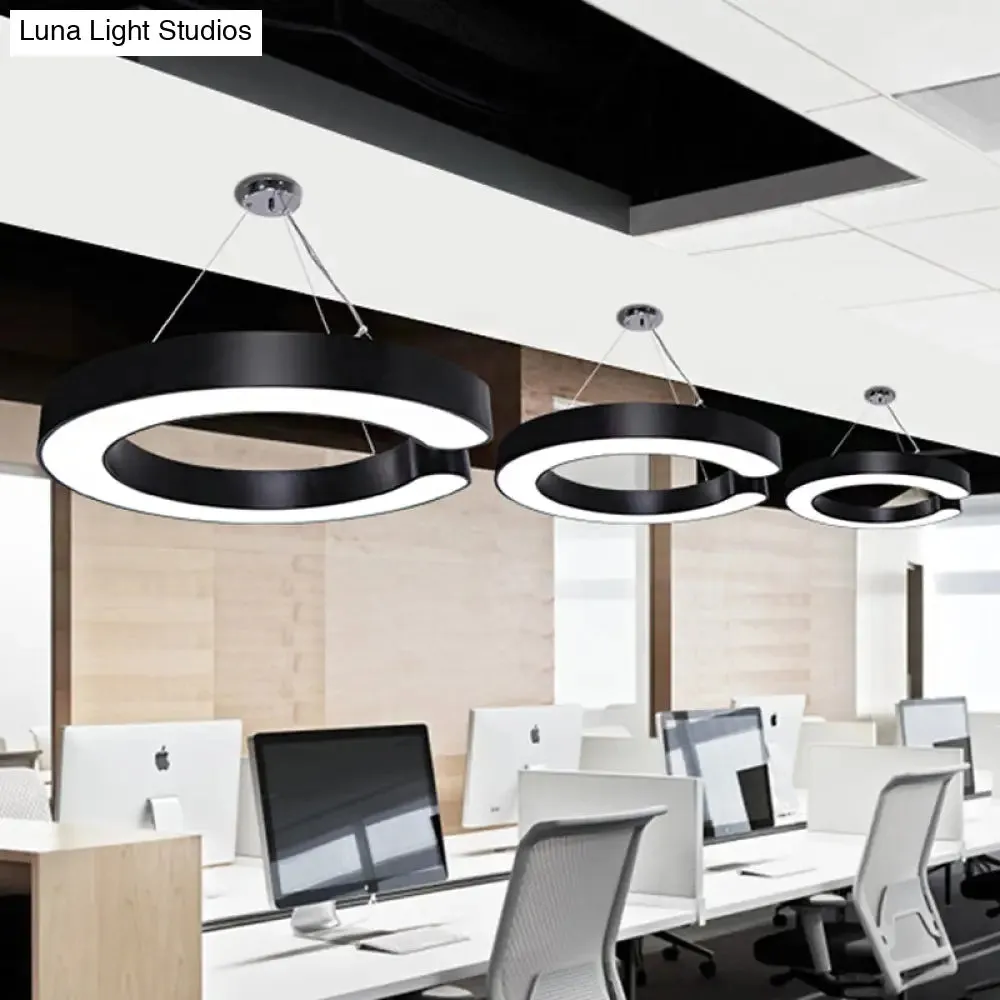 C-Shaped Hanging LED Pendant Lamp in Multiple Sizes & Finishes – Ideal for Minimalist Décor