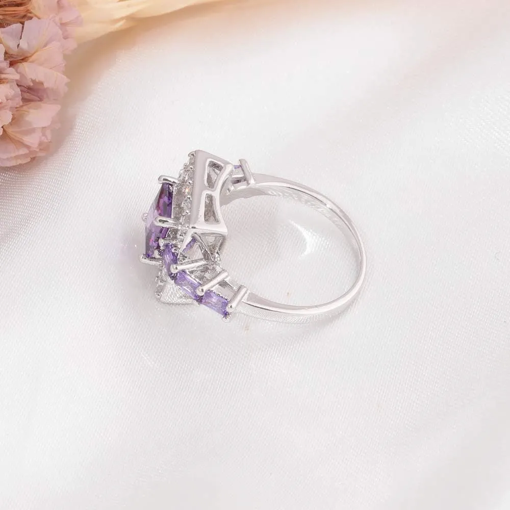 CiNily Womens Created Rainbow Topaz Rings White Gold Plated Engagement Rings