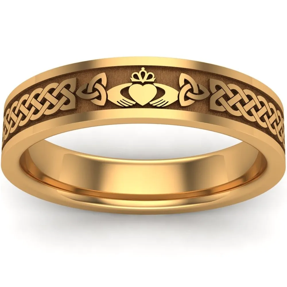 Claddagh Wedding Ring UCL1-14Y5MFLAT - 14K Yellow Gold