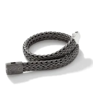 Classic Chain Flat Sterling Silver Chain Bracelet with Matte Black Rhodium Plating by John Hardy