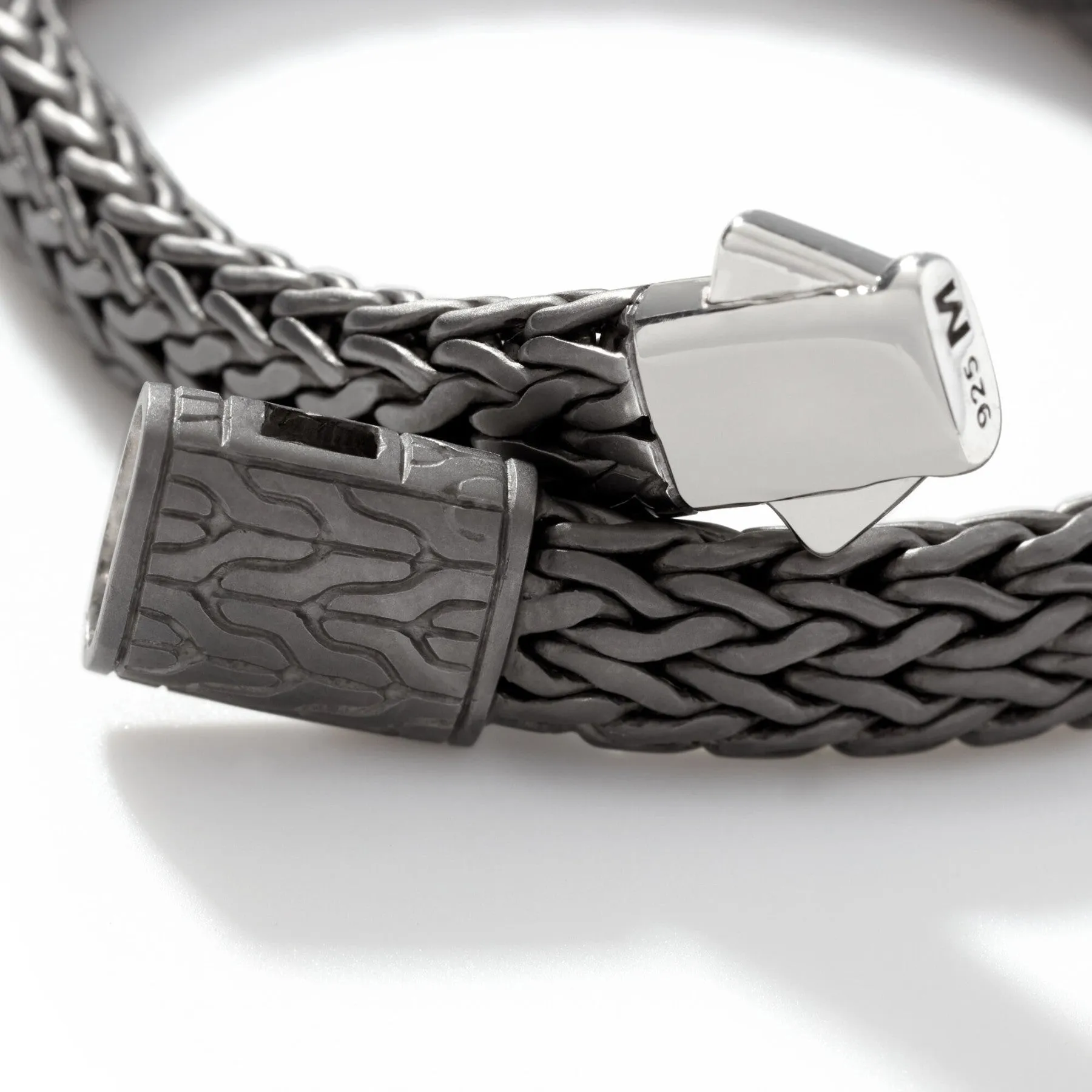 Classic Chain Flat Sterling Silver Chain Bracelet with Matte Black Rhodium Plating by John Hardy