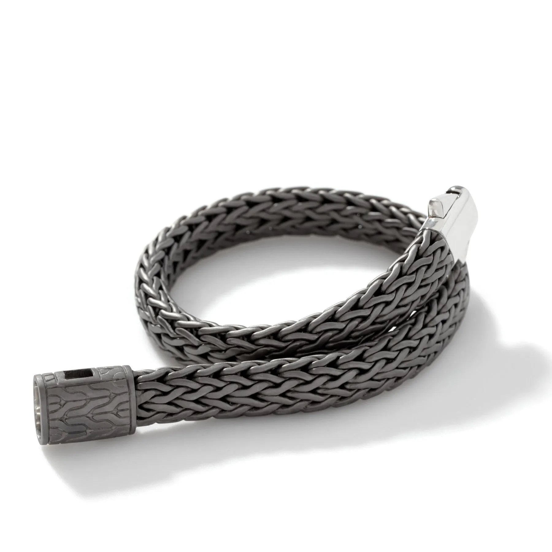 Classic Chain Flat Sterling Silver Chain Bracelet with Matte Black Rhodium Plating by John Hardy