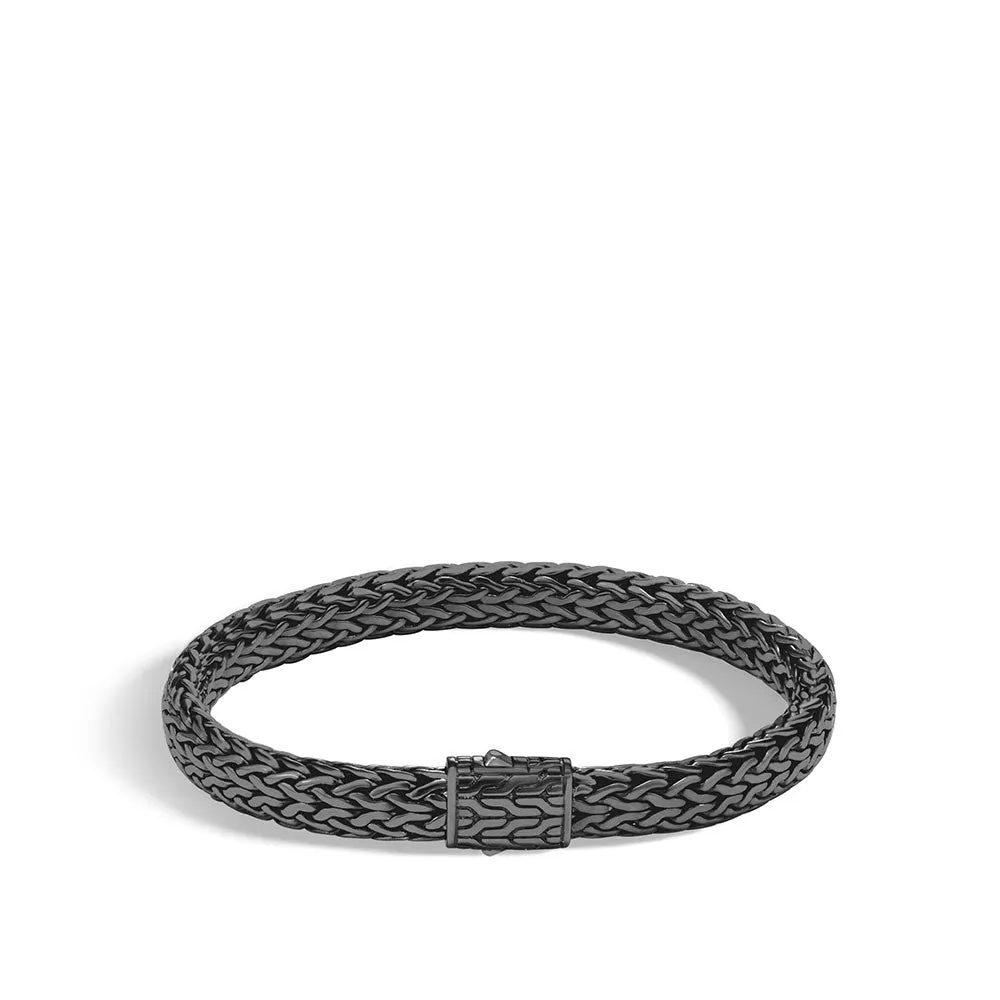 Classic Chain Flat Sterling Silver Chain Bracelet with Matte Black Rhodium Plating by John Hardy