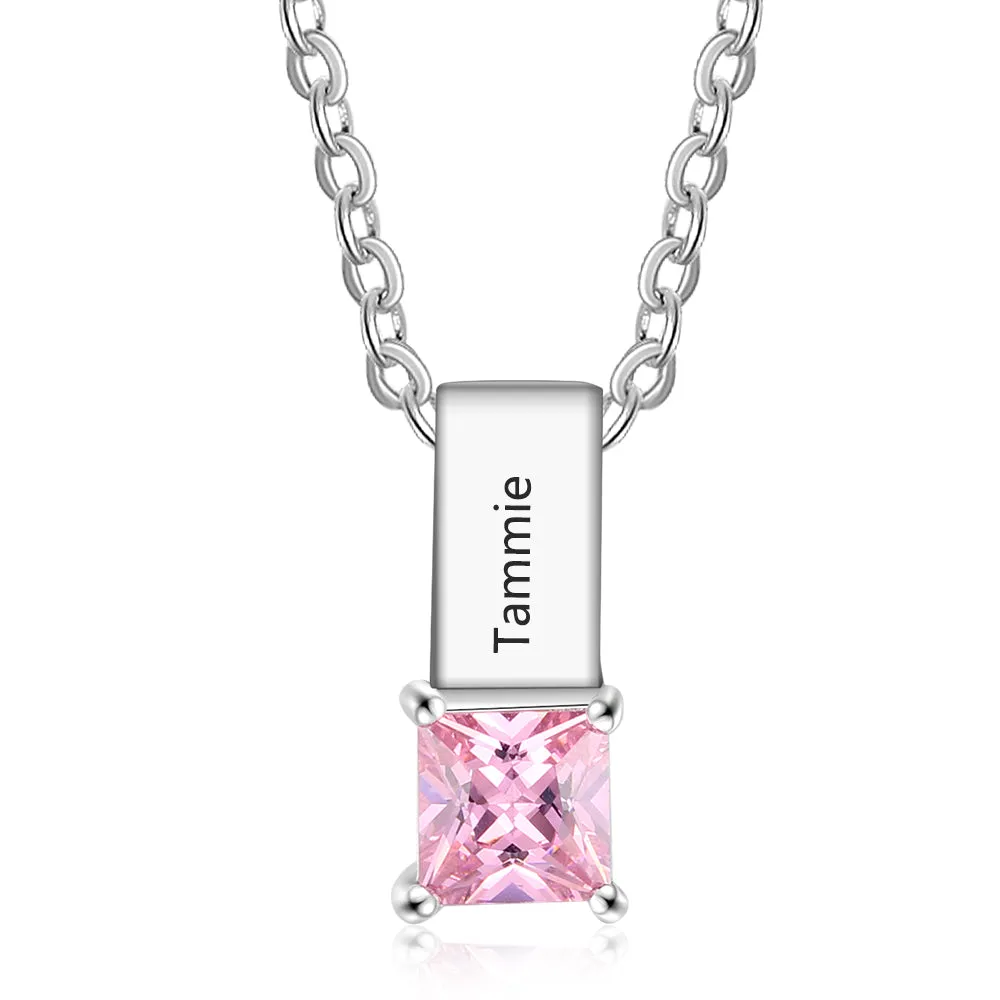 Custom Name Birthstone Pendant Necklace
