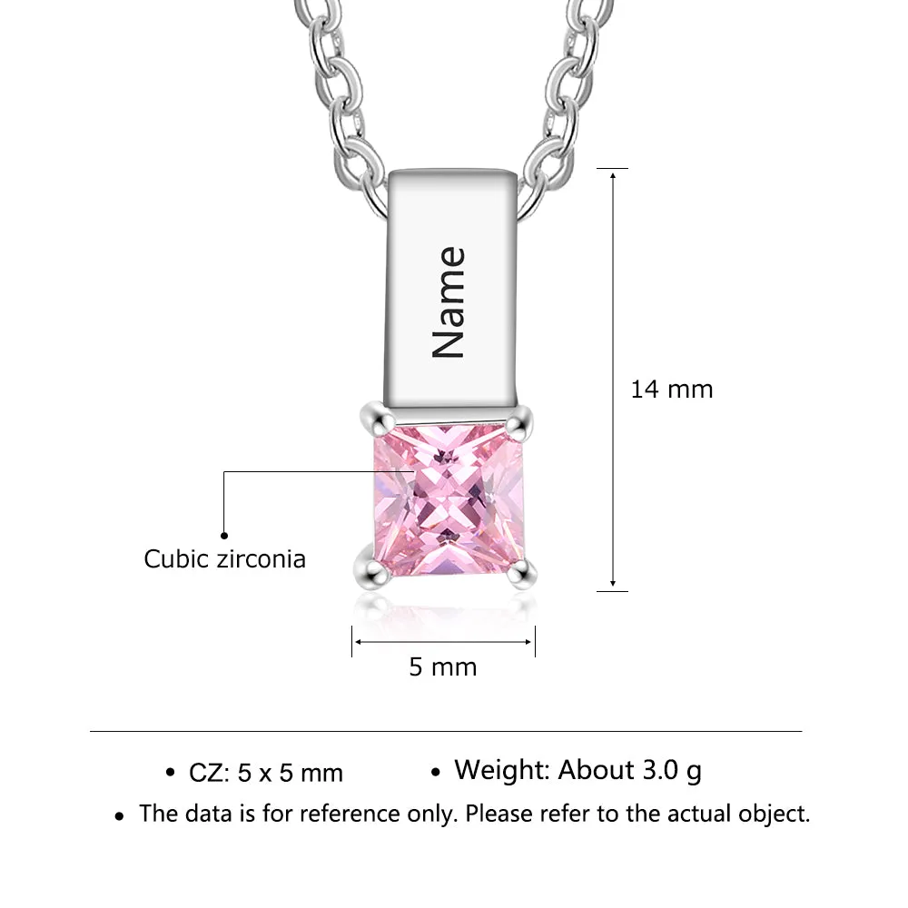 Custom Name Birthstone Pendant Necklace