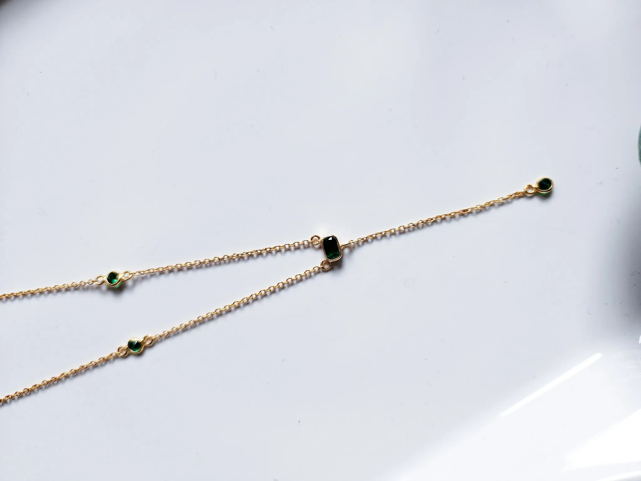 Dainty Emerald Sterling Gold Plated Necklace