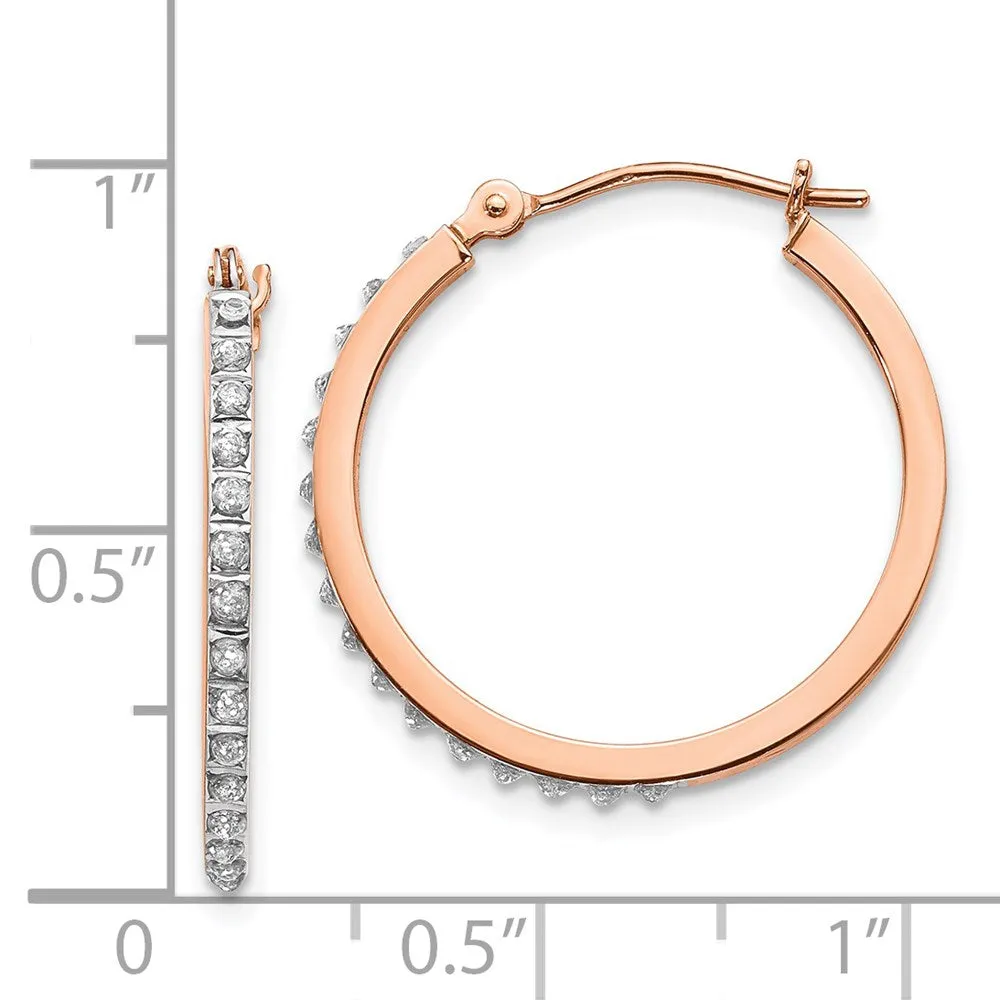 Diamond Fascination 14KT Rose Gold Diamond 25X2MM Diamond Accent Hoop Earrings