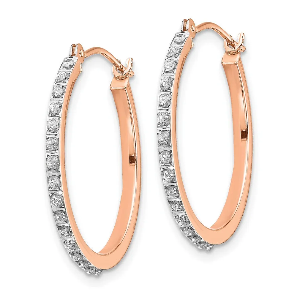 Diamond Fascination 14KT Rose Gold Diamond 25X2MM Diamond Accent Hoop Earrings