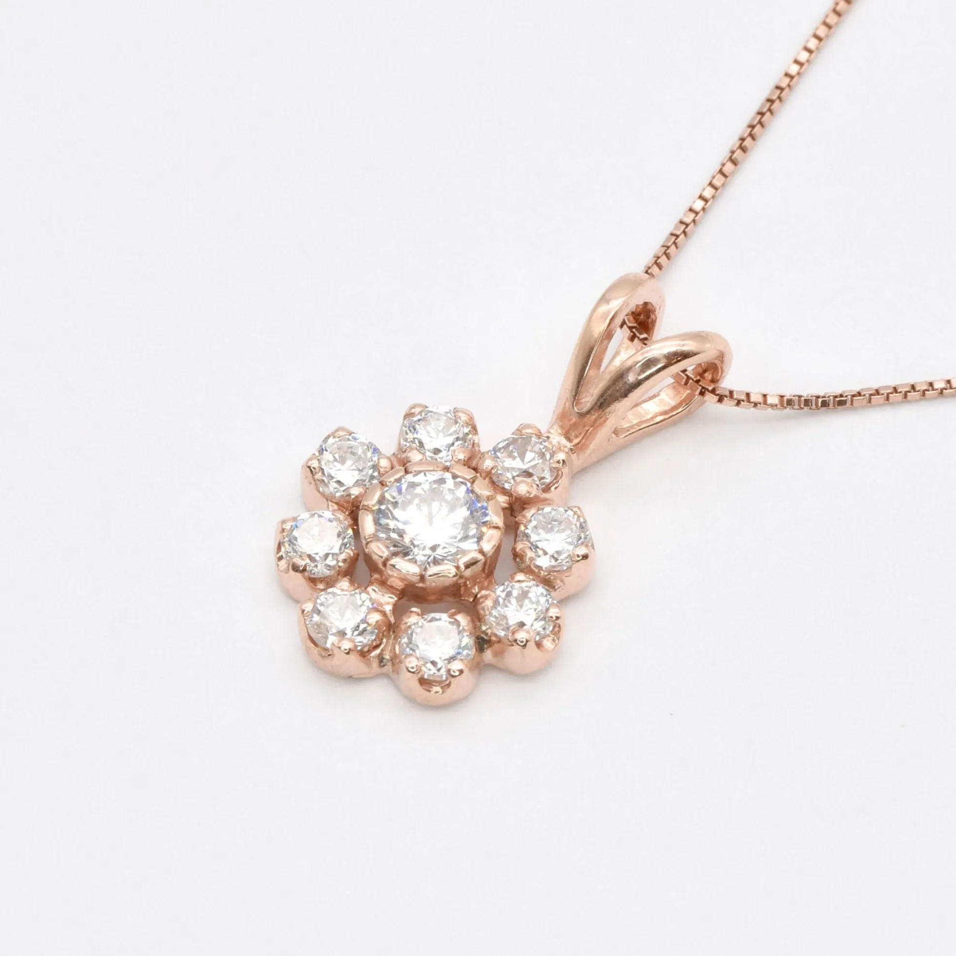 Diamond Flower Pendant - Rose Gold Diamond Necklace - Sparkly Flower Necklace